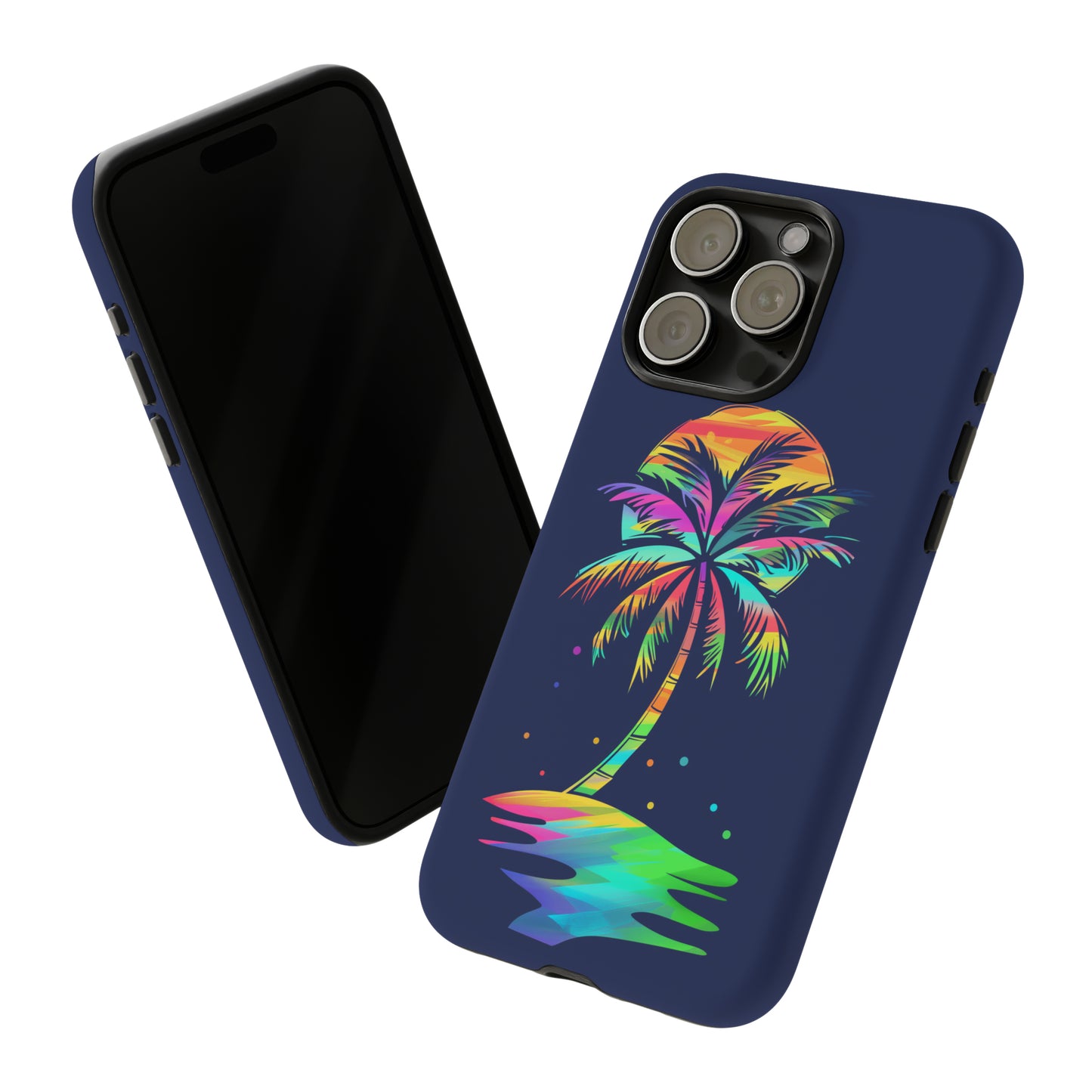 Night Palm Tree Hawaiian Phone Case, Tropical, Hibiscus, Wireless Compatible, Protective Cell Phone Case for iPhone, Samsung, Pixel phones
