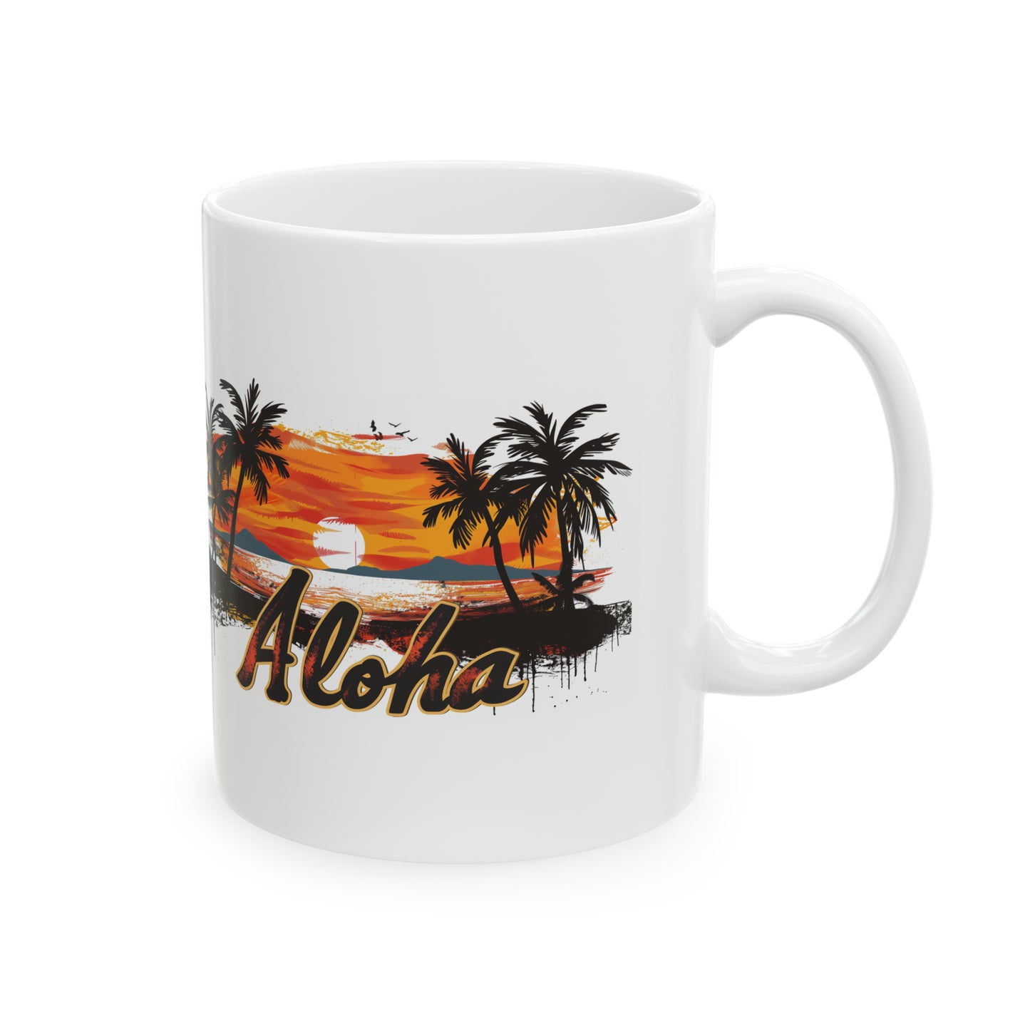 Aloha Sunset Orange Hawaiian Ceramic Mug 11oz, Hawaii Mug, HI Mug, Aloha Mug, 808 Mug, Island Mug, Tropical Mug, Coffee Mug