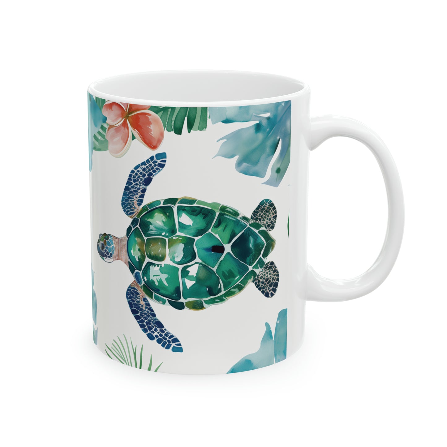 Turtles Honu Blue Swimming Hawaiian Ceramic Mug 11oz, Hawaii Mug, HI Mug, Aloha Mug, 808 Mug, Island Mug, Tropical Mug, Coffee Mug
