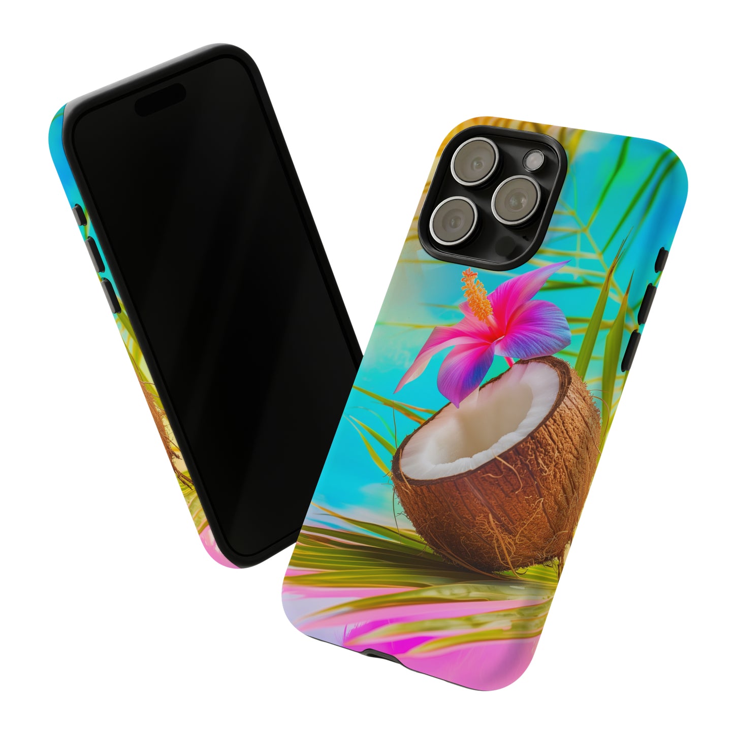 Coconut Colorful Hawaiian Tropical Phone Case, 808, Island Tropics, Wireless Compatible, Protective Cell Phone Case iPhone, Samsung, Pixel
