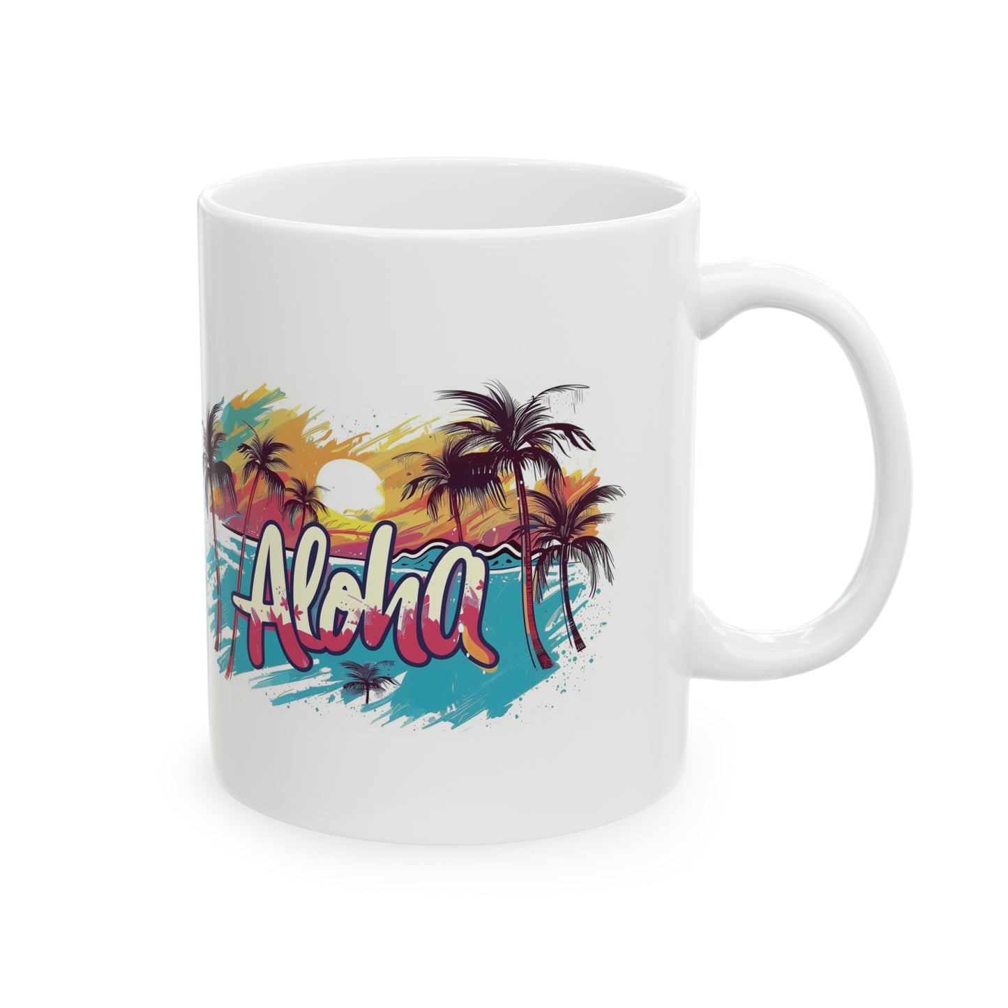 Aloha Sunset Blue Pink Hawaiian Ceramic Mug 11oz, Hawaii Mug, HI Mug, Aloha Mug, 808 Mug, Island Mug, Tropical Mug, Coffee Mug