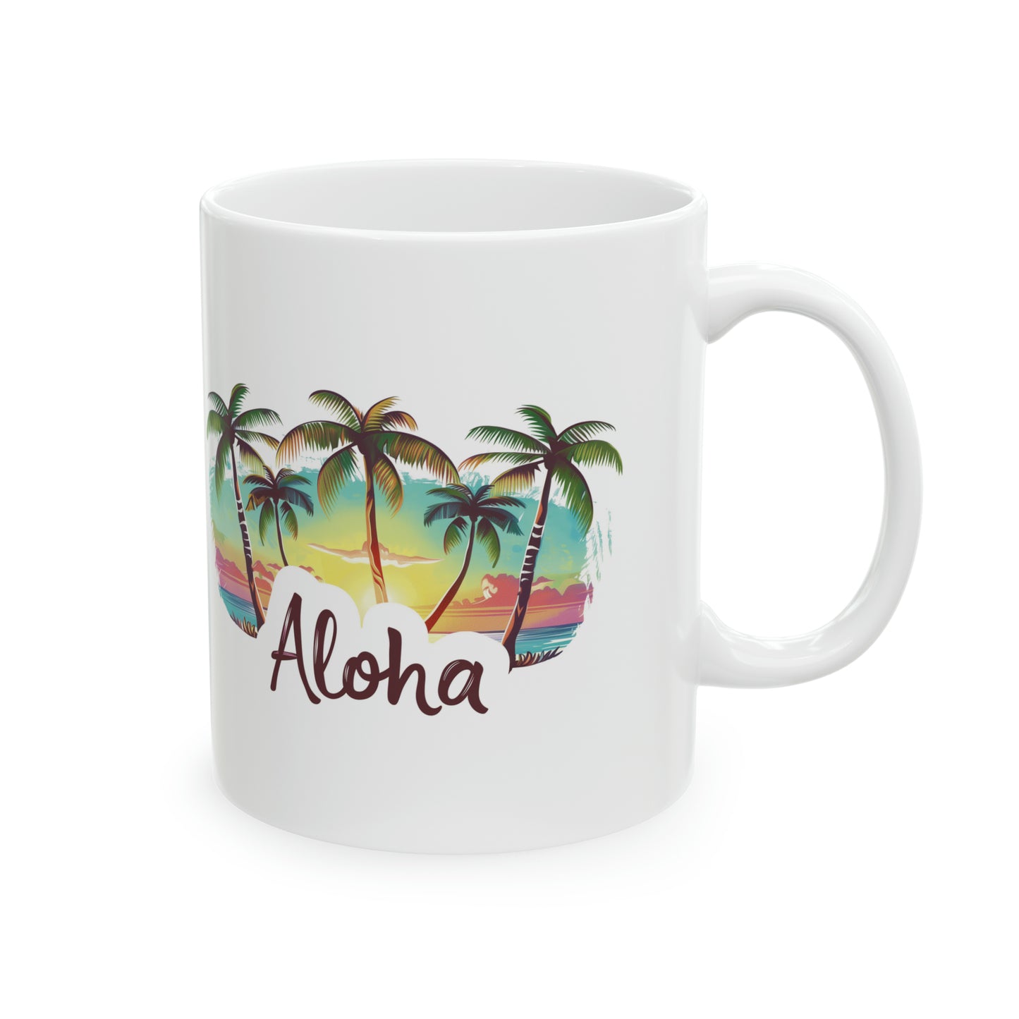 Aloha Sunset Hawaiian Ceramic Mug 11oz, Hawaii Mug, HI Mug, Aloha Mug, 808 Mug, Island Mug, Tropical Mug, Coffee Mug