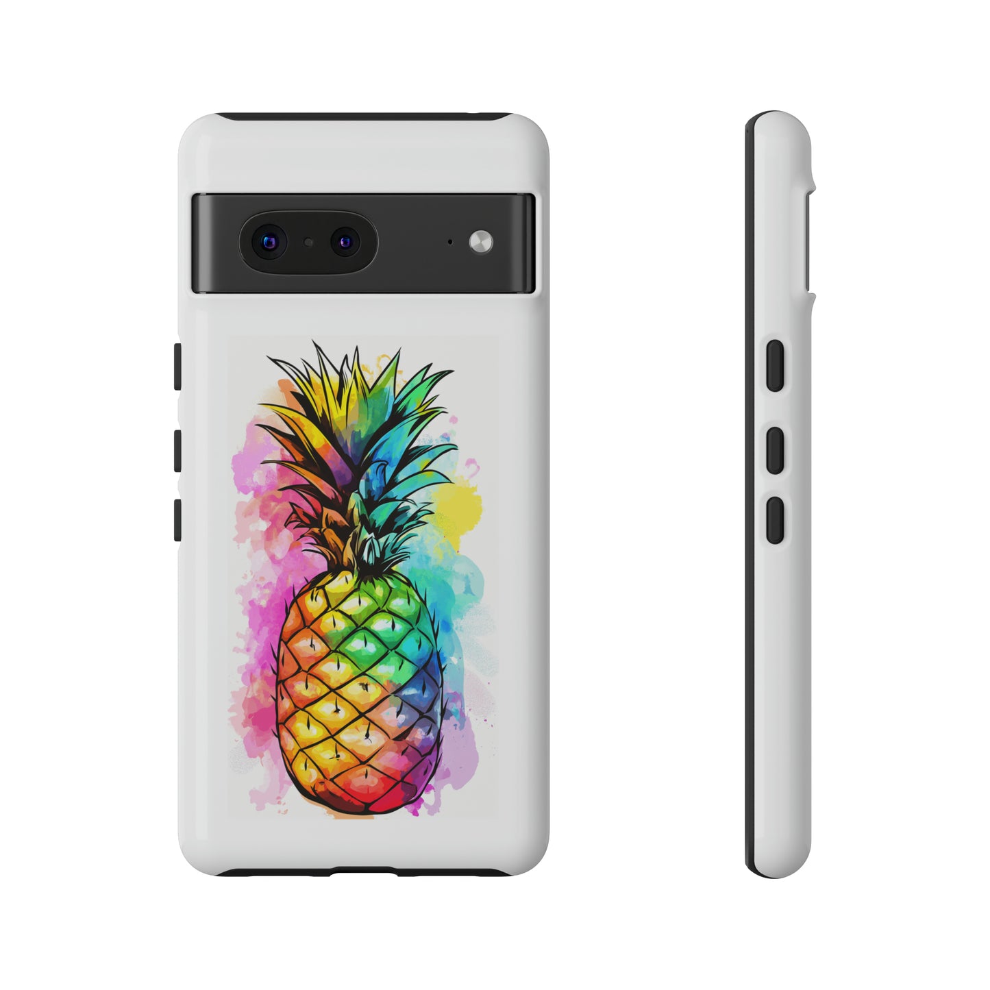 Color Splash Pineapple Hawaiian Phone Case, Tropical, Hibiscus, Wireless Compatible, Protective Cell Phone Case for iPhone, Samsung, Pixel
