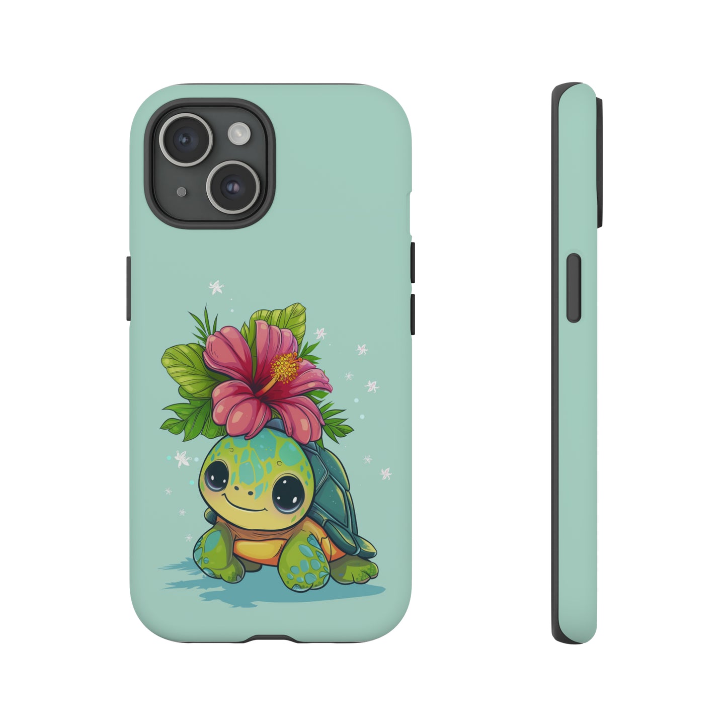 Cute Turtle Hawaiian Phone Case, Tropical, Hibiscus, Wireless Compatible, Protective Cell Phone Case for iPhone, Samsung, Pixel phones