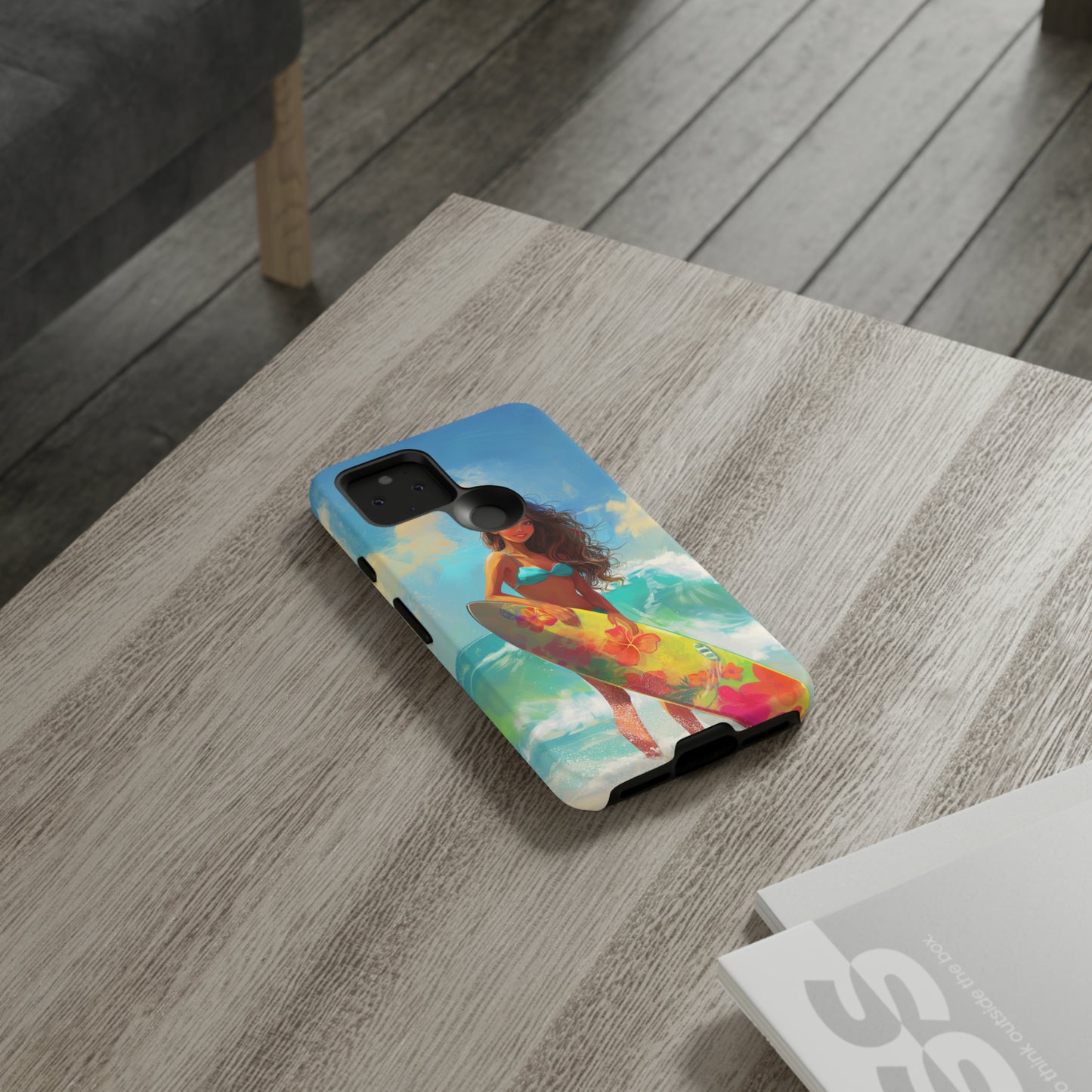 Surfer Girl Hawaiian Phone Case, Tropical, Hibiscus, Wireless Compatible, Protective Cell Phone Case for iPhone, Samsung, Pixel phones