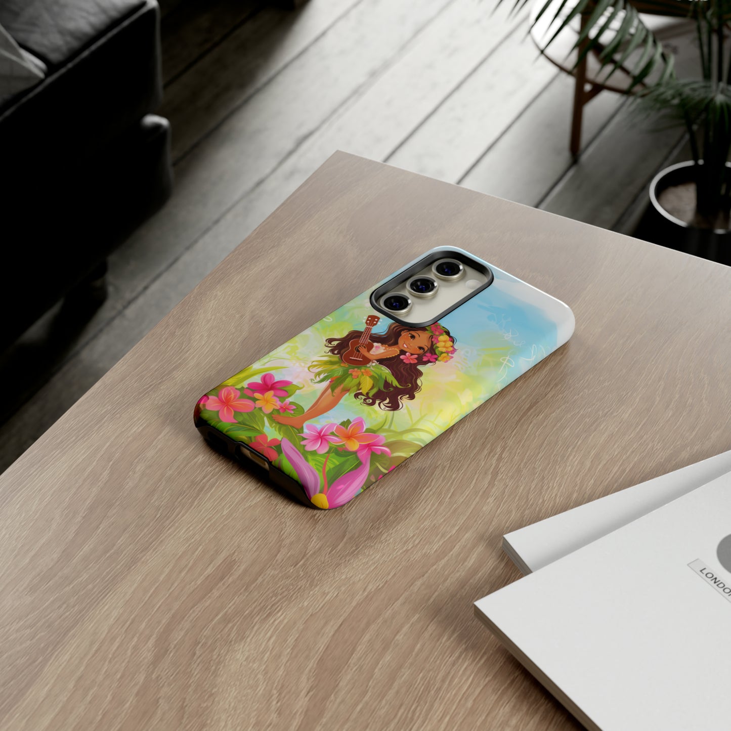 Cute Hula Girl Hawaiian Phone Case, Tropical, Hibiscus, Wireless Compatible, Protective Cell Phone Case for iPhone, Samsung, Pixel phones