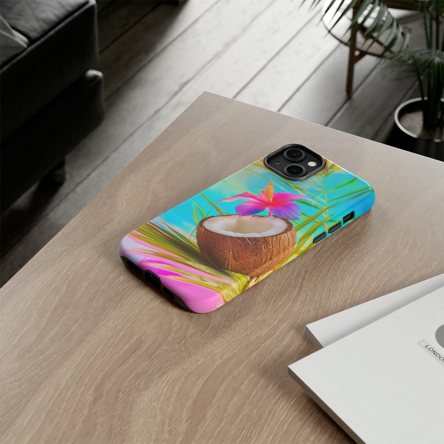 Coconut Colorful Hawaiian Tropical Phone Case, 808, Island Tropics, Wireless Compatible, Protective Cell Phone Case iPhone, Samsung, Pixel