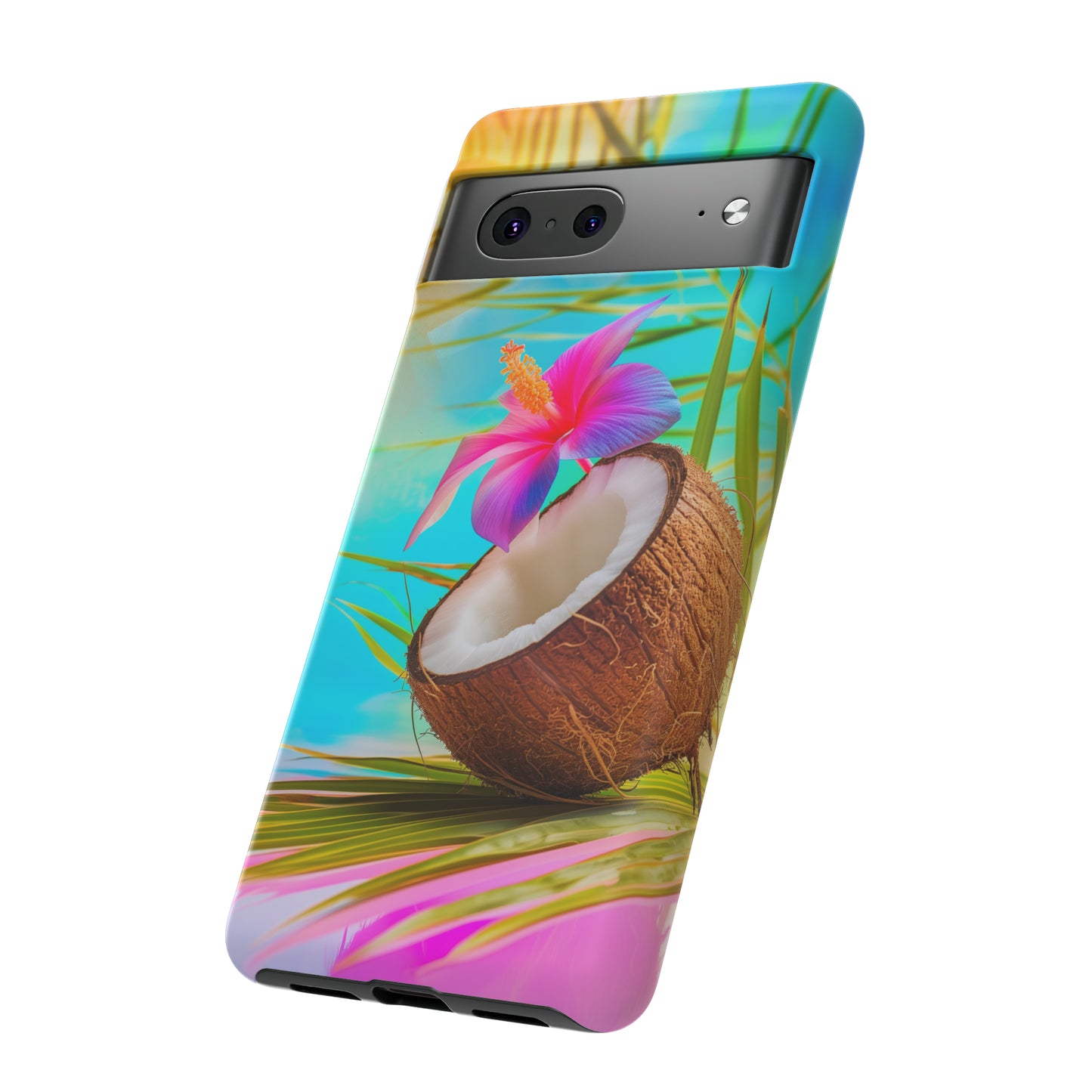 Coconut Colorful Hawaiian Tropical Phone Case, 808, Island Tropics, Wireless Compatible, Protective Cell Phone Case iPhone, Samsung, Pixel
