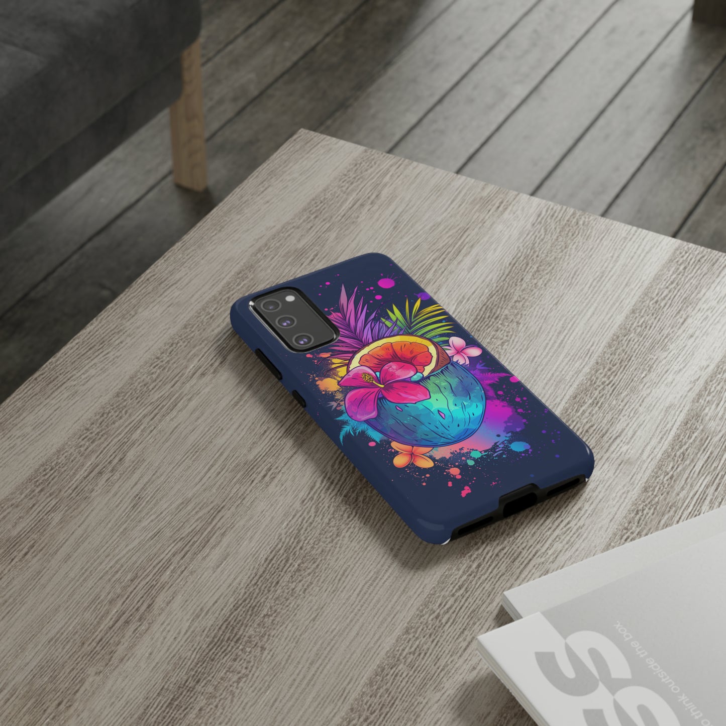 Coconut Dark Colorful Hawaiian Tropical Phone Case, Island Tropics, Wireless Compatible, Protective Cell Phone Case iPhone, Samsung, Pixel