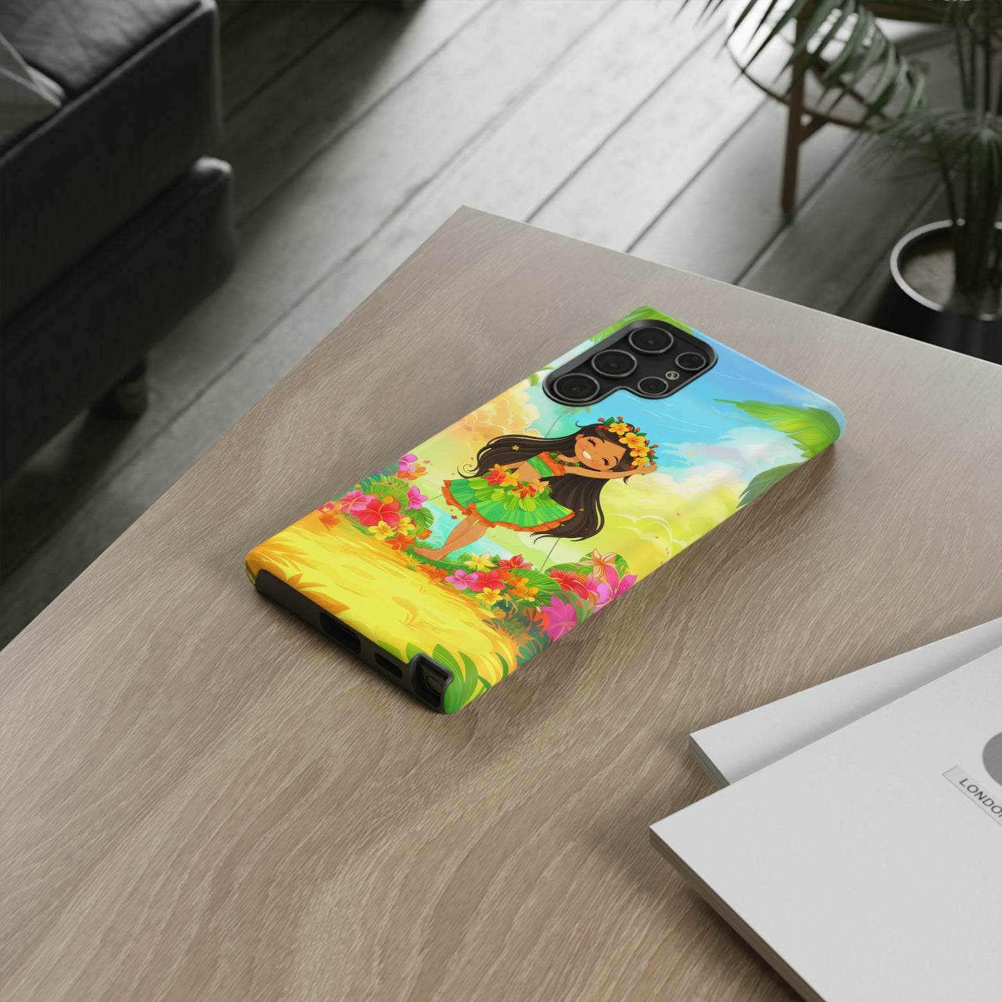 Cute Hula Girl Hawaiian Phone Case, Tropical, Hibiscus, Wireless Compatible, Protective Cell Phone Case for iPhone, Samsung, Pixel phones