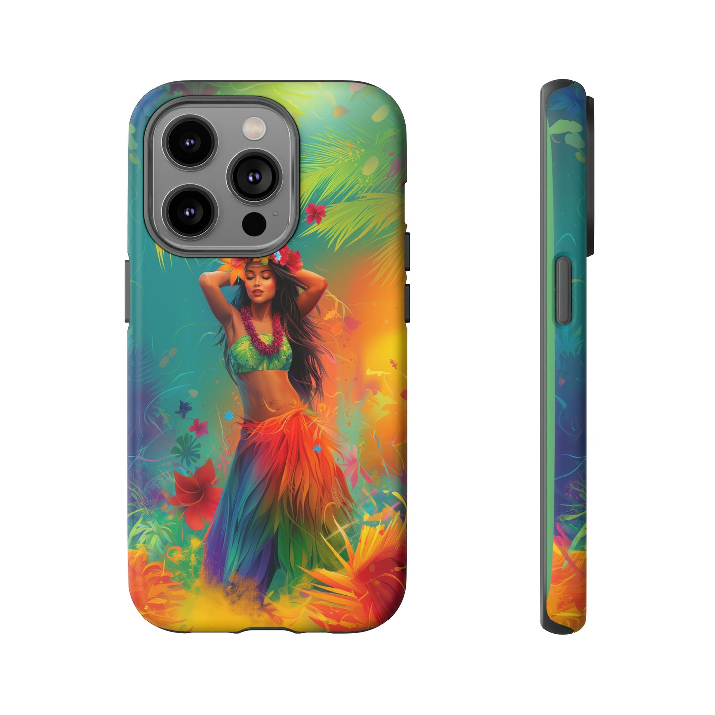 Hula Girl Hawaiian Phone Case, Tropical, Hibiscus, Wireless Compatible, Protective Cell Phone Case for iPhone, Samsung, Pixel phones