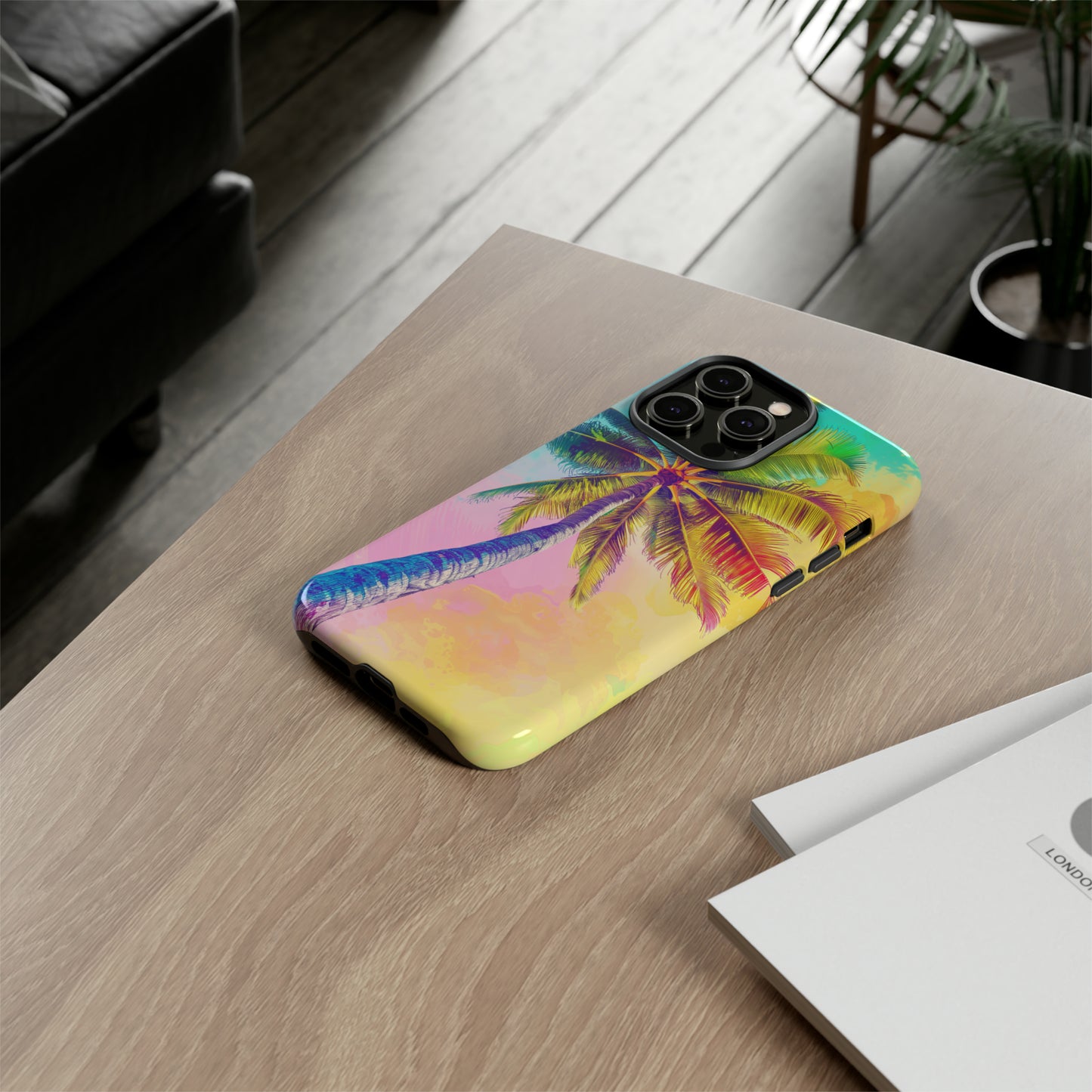 Palm Tree Colorful Hawaiian Tropical Phone Case, 808, Island Tropics, Wireless Compatible, Protective Cell Phone Case iPhone, Samsung, Pixel