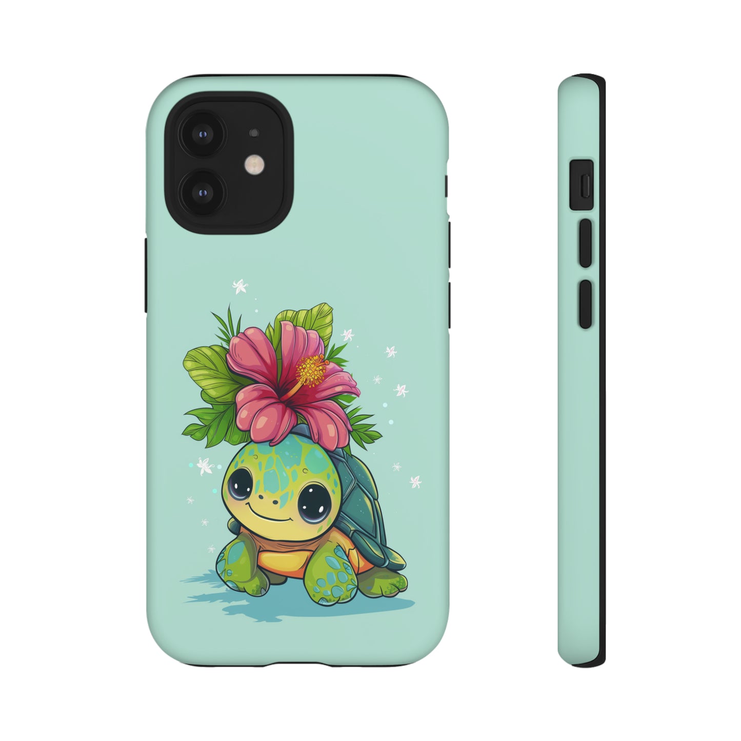 Cute Turtle Hawaiian Phone Case, Tropical, Hibiscus, Wireless Compatible, Protective Cell Phone Case for iPhone, Samsung, Pixel phones