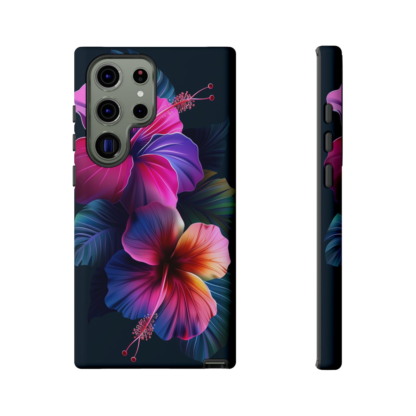 Hibiscus Neon Dark Hawaiian Tropical Phone Case, 808, Island Tropics, Wireless Compatible, Protective Cell Phone Case iPhone, Samsung, Pixel