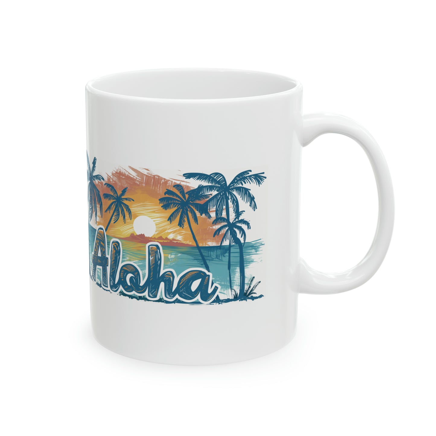 Aloha Sunset Blue Bold Hawaiian Ceramic Mug 11oz, Hawaii Mug, HI Mug, Aloha Mug, 808 Mug, Island Mug, Tropical Mug, Coffee Mug