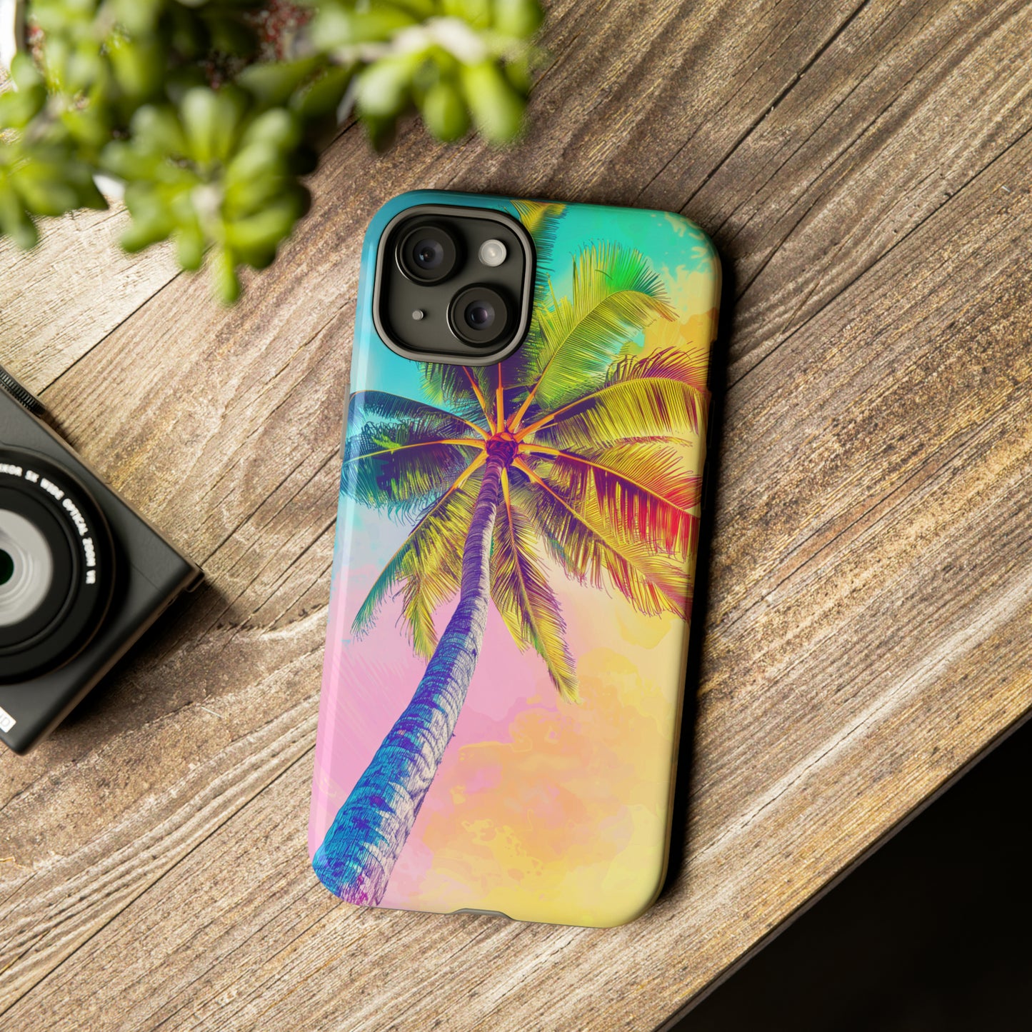 Palm Tree Colorful Hawaiian Tropical Phone Case, 808, Island Tropics, Wireless Compatible, Protective Cell Phone Case iPhone, Samsung, Pixel