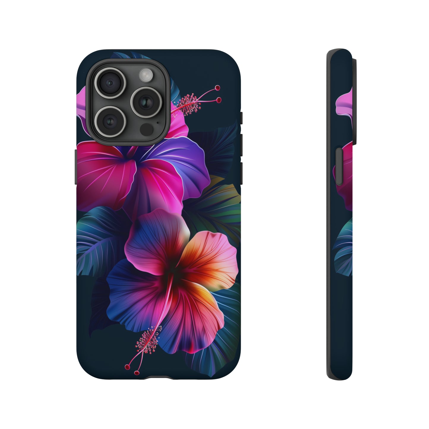 Hibiscus Neon Dark Hawaiian Tropical Phone Case, 808, Island Tropics, Wireless Compatible, Protective Cell Phone Case iPhone, Samsung, Pixel