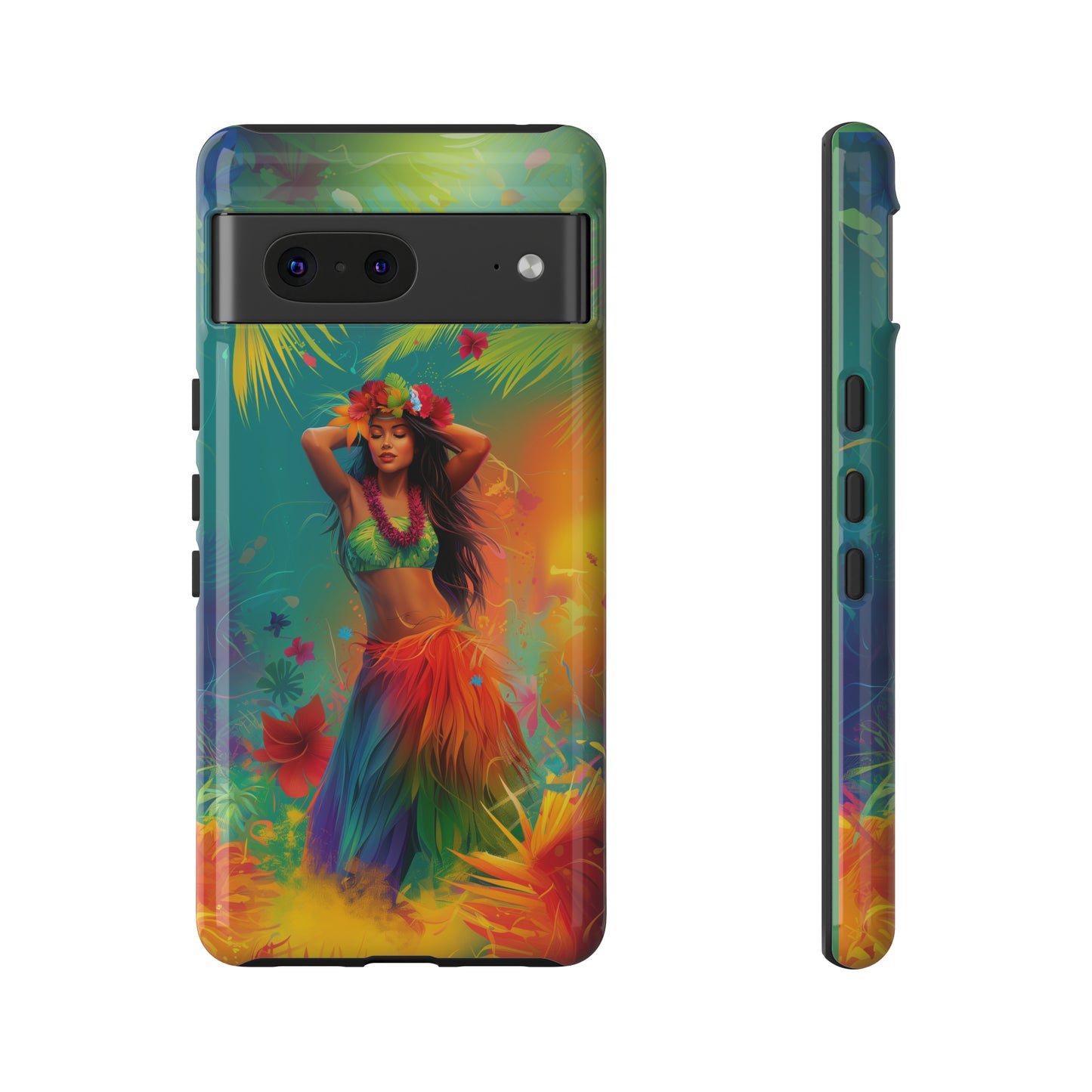 Hula Girl Hawaiian Phone Case, Tropical, Hibiscus, Wireless Compatible, Protective Cell Phone Case for iPhone, Samsung, Pixel phones