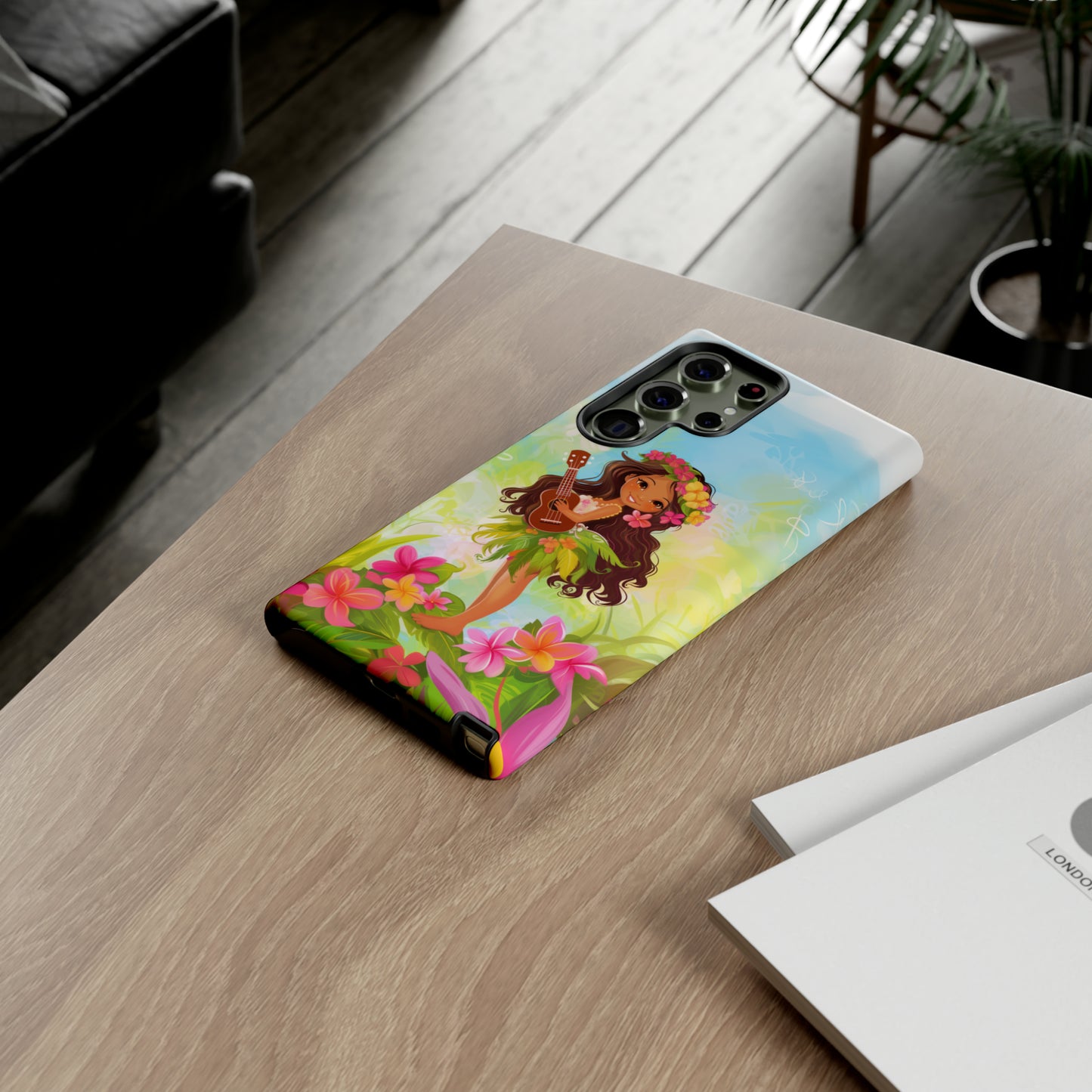 Cute Hula Girl Hawaiian Phone Case, Tropical, Hibiscus, Wireless Compatible, Protective Cell Phone Case for iPhone, Samsung, Pixel phones