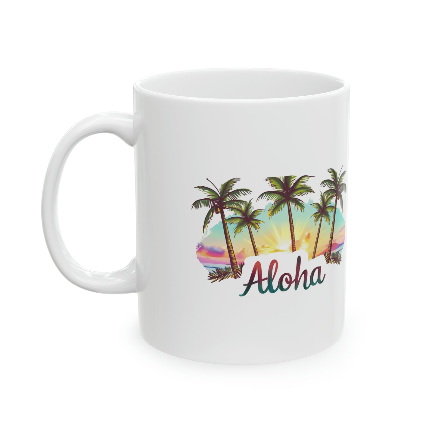 Aloha Sunset Hawaiian Ceramic Mug 11oz, Hawaii Mug, HI Mug, Aloha Mug, 808 Mug, Island Mug, Tropical Mug, Coffee Mug