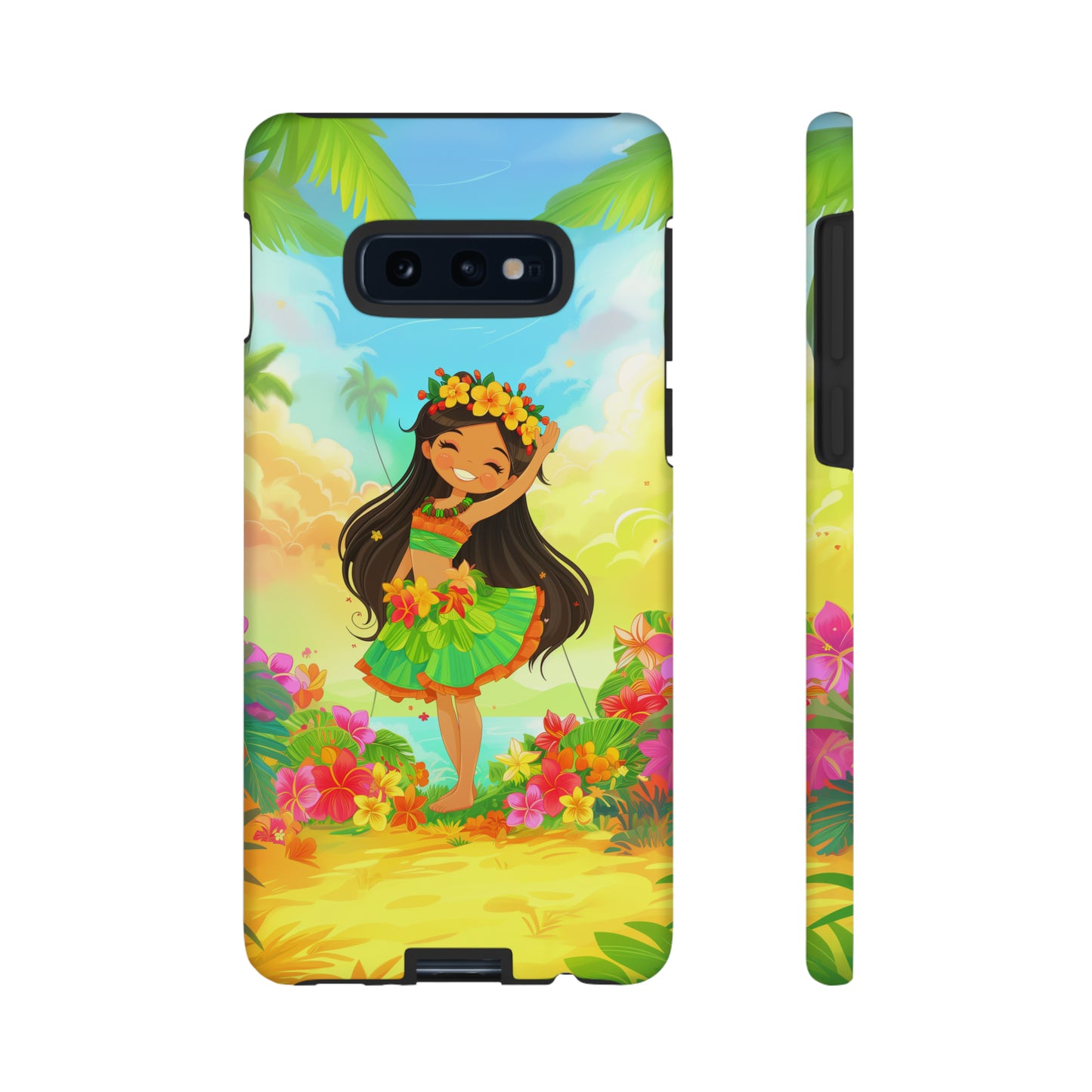 Cute Hula Girl Hawaiian Phone Case, Tropical, Hibiscus, Wireless Compatible, Protective Cell Phone Case for iPhone, Samsung, Pixel phones