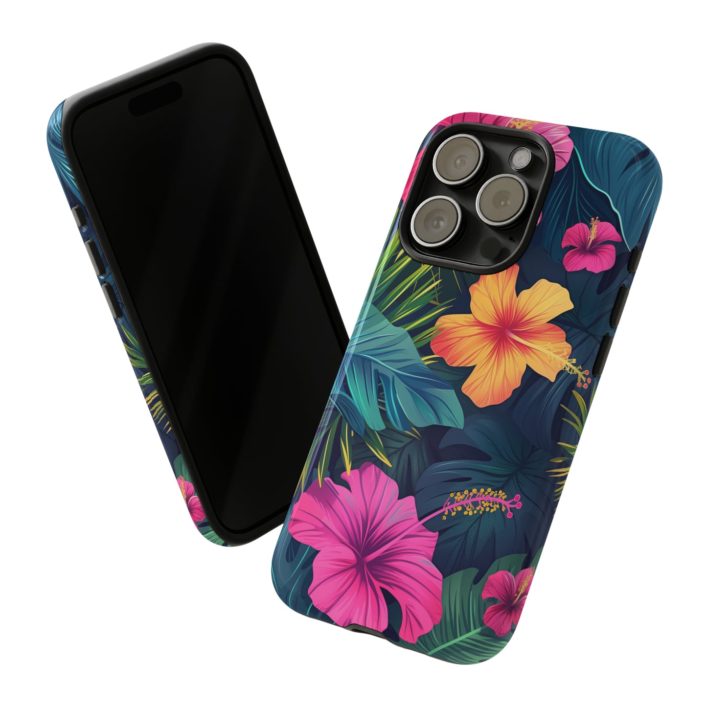 Hibiscus Dark Hawaiian Tropical Phone Case, 808, Island Tropics, Wireless Compatible, Protective Cell Phone Case iPhone, Samsung, Pixel