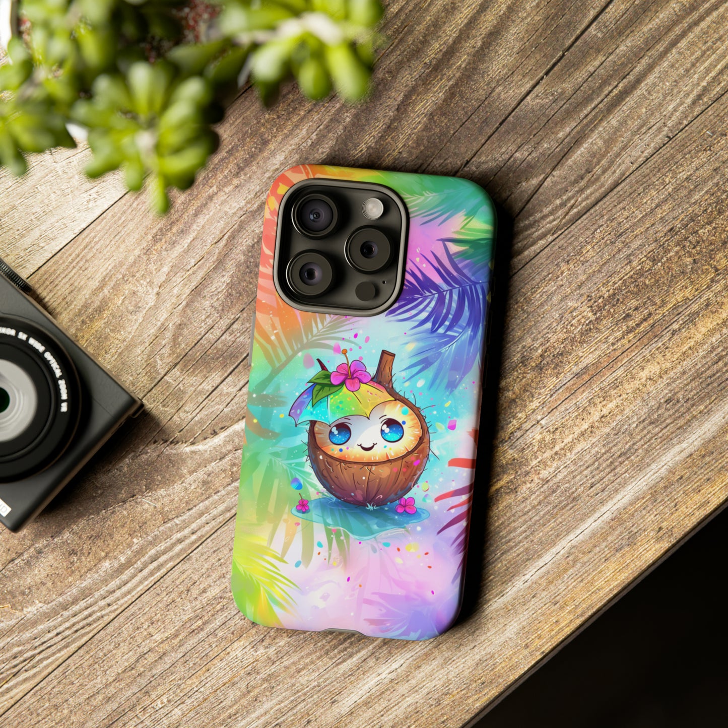 Cute Anime Coconut Hawaiian Tropical Phone Case, 808, Island Tropics, Wireless Compatible, Protective Cell Phone Case iPhone, Samsung, Pixel
