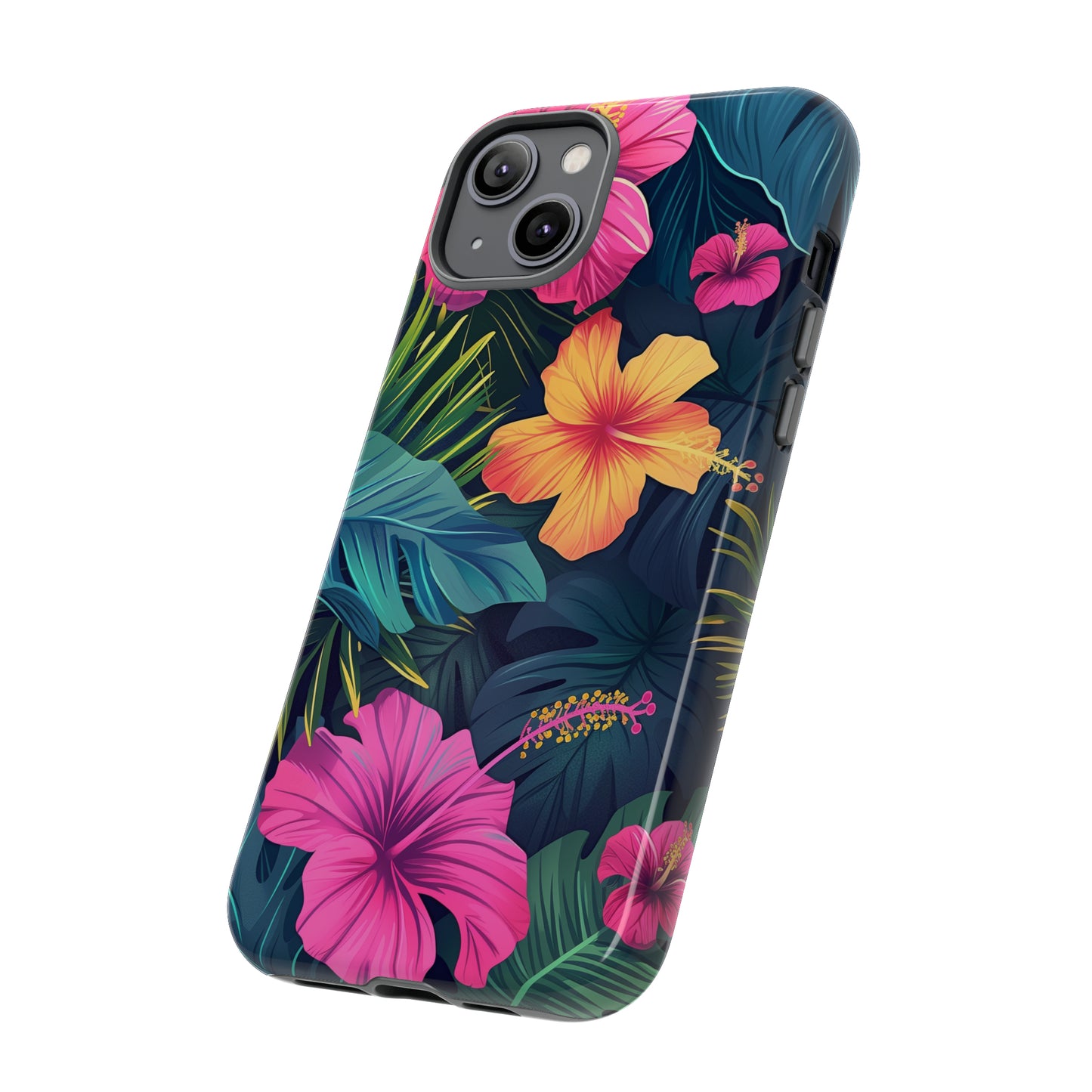 Hibiscus Dark Hawaiian Tropical Phone Case, 808, Island Tropics, Wireless Compatible, Protective Cell Phone Case iPhone, Samsung, Pixel