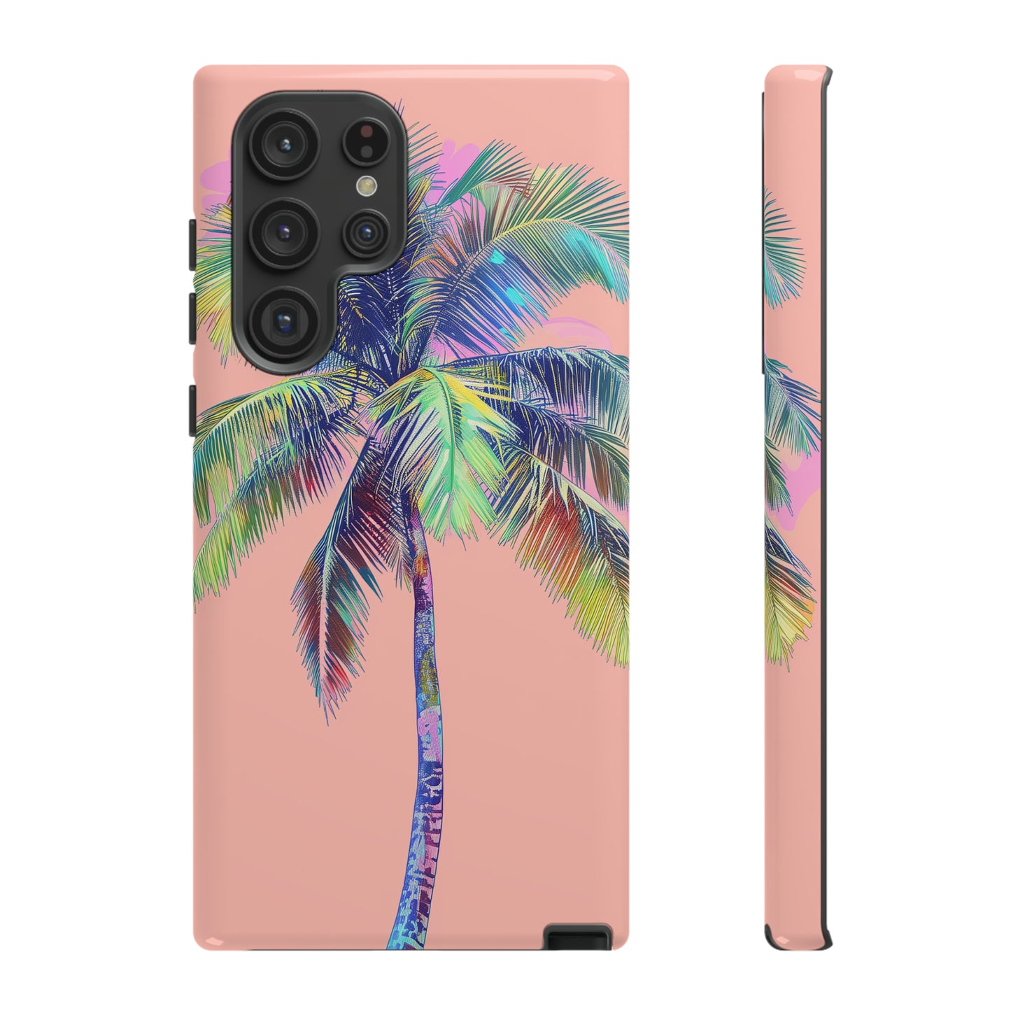 Pink Palm Tree Hawaiian Phone Case, Tropical, Hibiscus, Wireless Compatible, Protective Cell Phone Case for iPhone, Samsung, Pixel phones