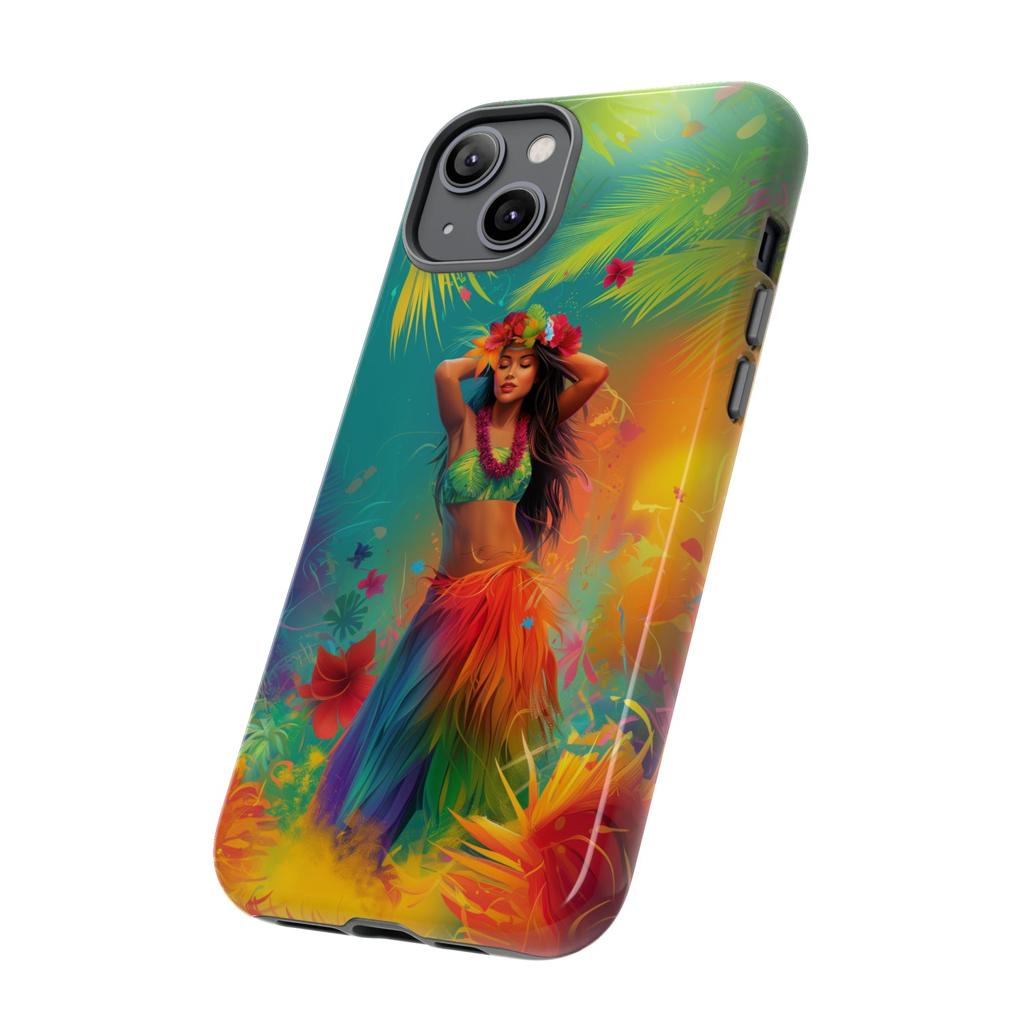 Hula Girl Hawaiian Phone Case, Tropical, Hibiscus, Wireless Compatible, Protective Cell Phone Case for iPhone, Samsung, Pixel phones