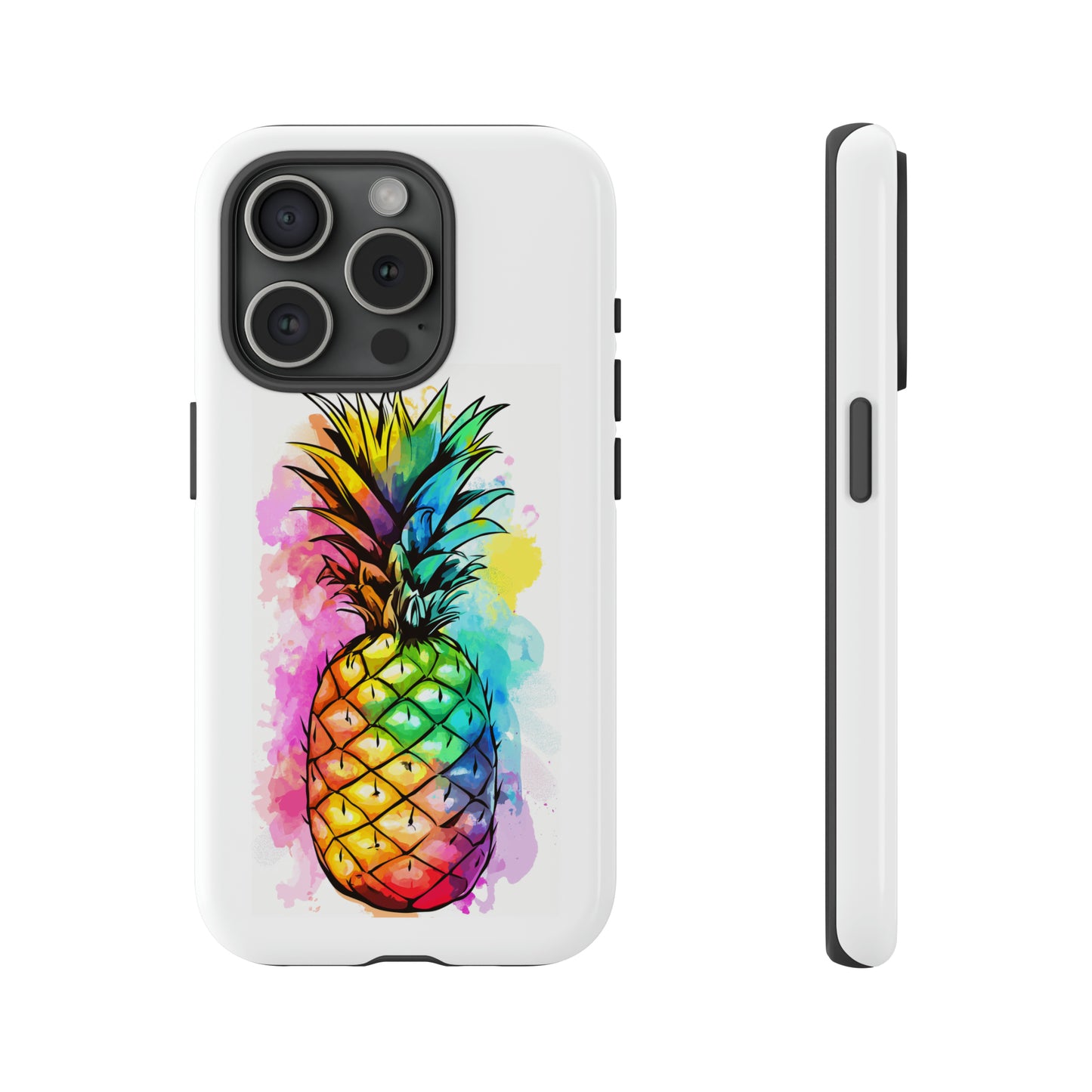 Color Splash Pineapple Hawaiian Phone Case, Tropical, Hibiscus, Wireless Compatible, Protective Cell Phone Case for iPhone, Samsung, Pixel