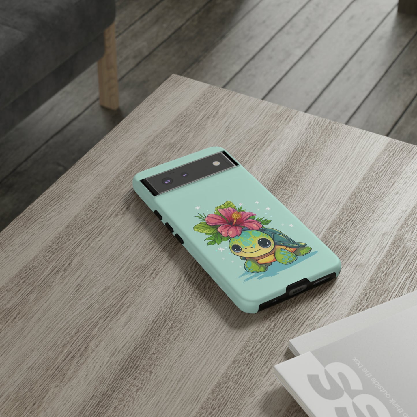Cute Turtle Hawaiian Phone Case, Tropical, Hibiscus, Wireless Compatible, Protective Cell Phone Case for iPhone, Samsung, Pixel phones