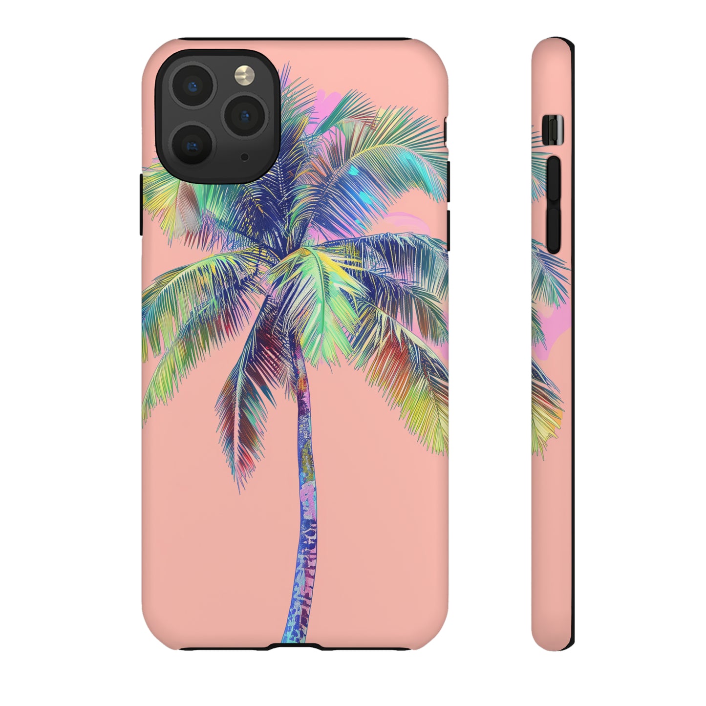 Pink Palm Tree Hawaiian Phone Case, Tropical, Hibiscus, Wireless Compatible, Protective Cell Phone Case for iPhone, Samsung, Pixel phones