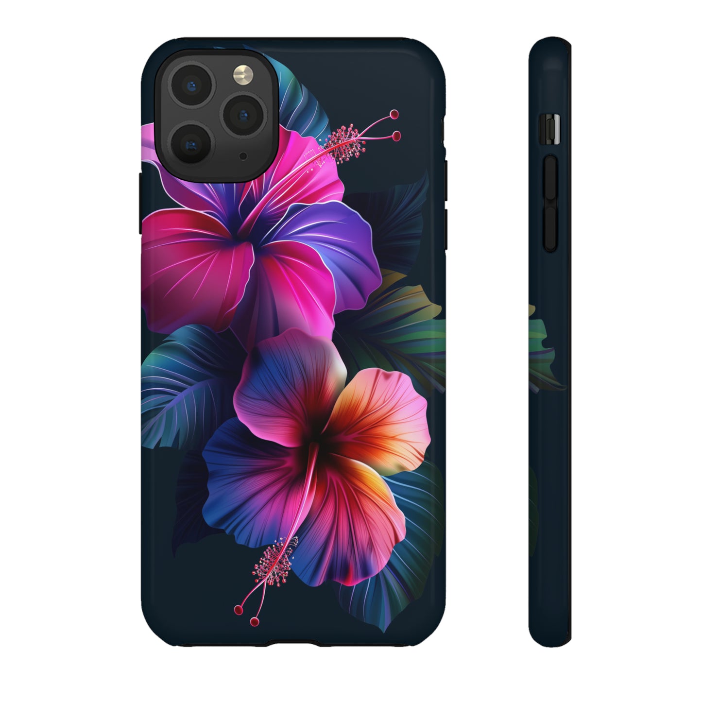 Hibiscus Neon Dark Hawaiian Tropical Phone Case, 808, Island Tropics, Wireless Compatible, Protective Cell Phone Case iPhone, Samsung, Pixel