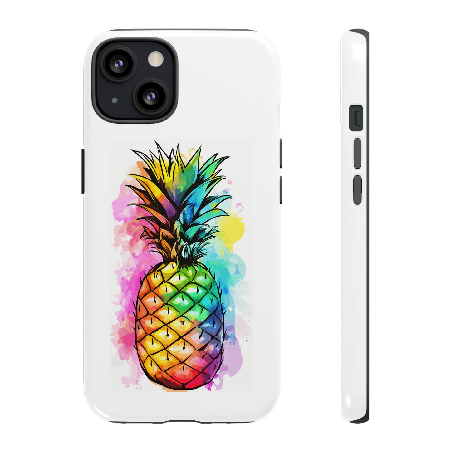 Color Splash Pineapple Hawaiian Phone Case, Tropical, Hibiscus, Wireless Compatible, Protective Cell Phone Case for iPhone, Samsung, Pixel