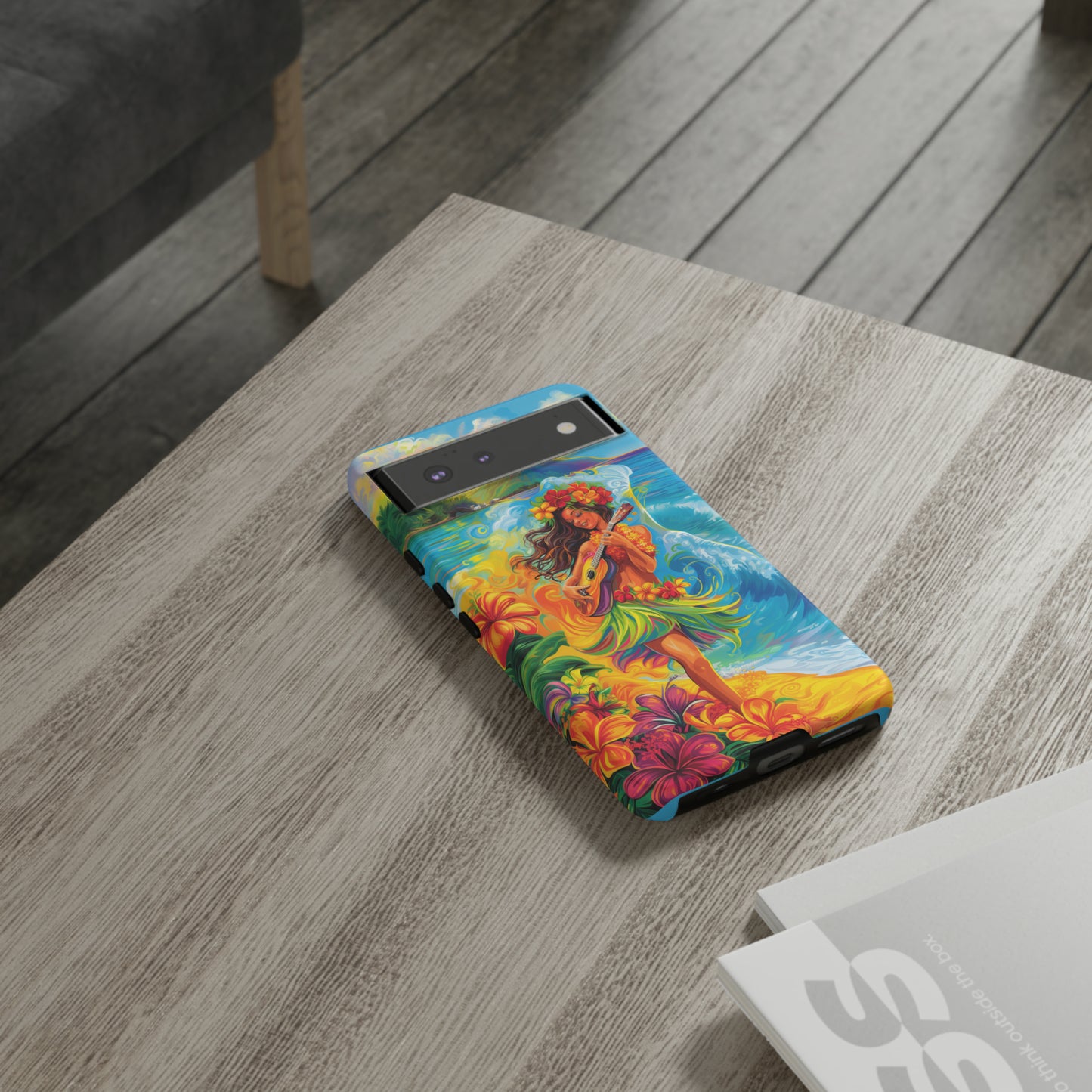 Ukulele Hula Girl Hawaiian Phone Case, Tropical, Hibiscus, Wireless Compatible, Protective Cell Phone Case for iPhone, Samsung, Pixel phones