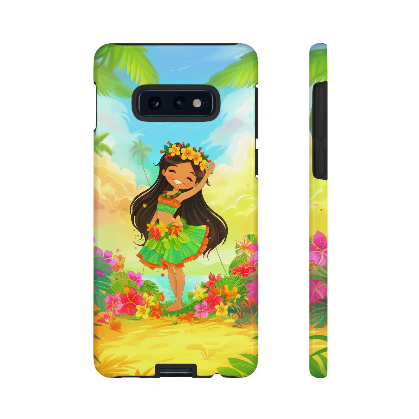 Cute Hula Girl Hawaiian Phone Case, Tropical, Hibiscus, Wireless Compatible, Protective Cell Phone Case for iPhone, Samsung, Pixel phones