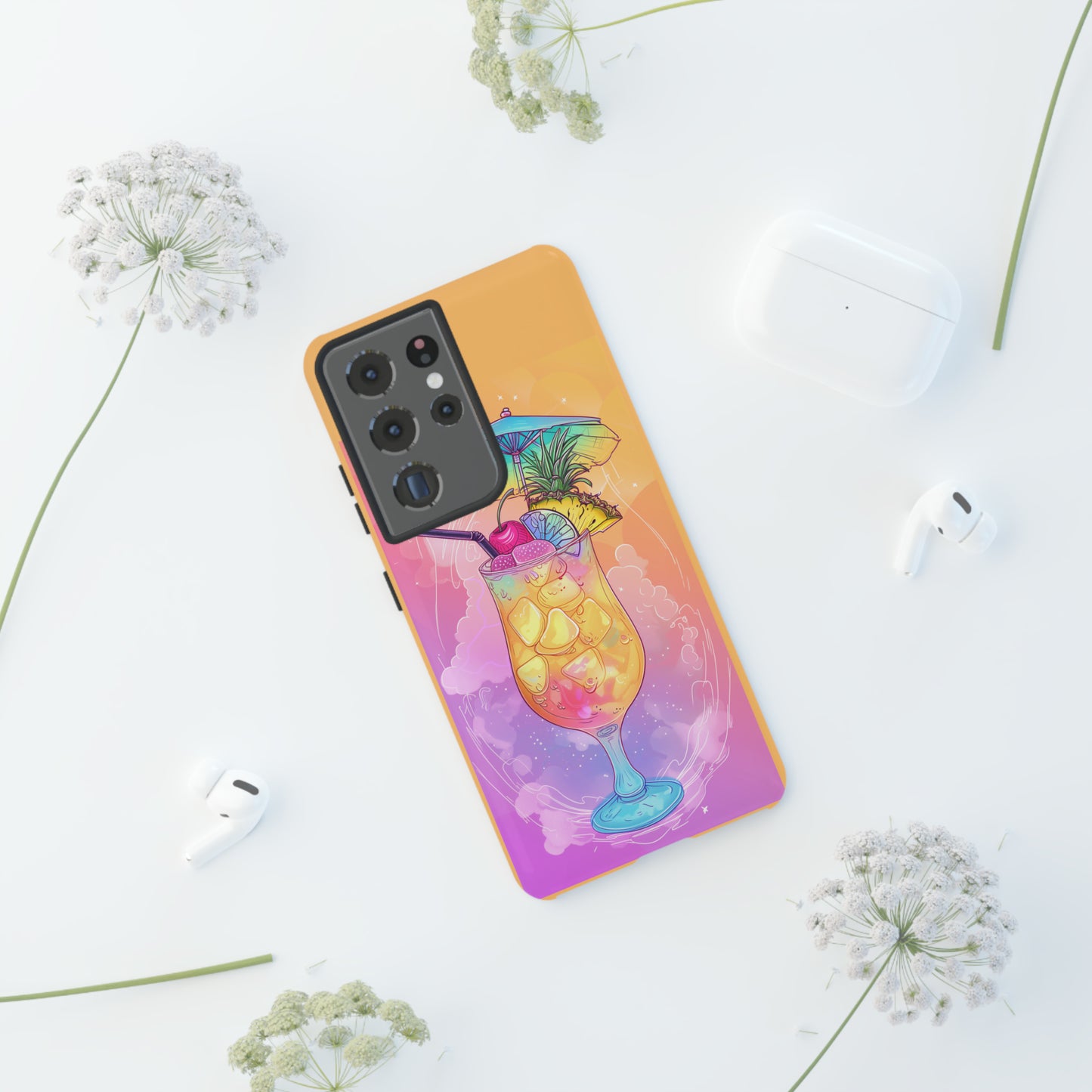 Pina Colada Cocktail Hawaiian Tropical Phone Case, Island Tropics, Wireless Compatible, Protective Cell Phone Case iPhone, Samsung, Pixel
