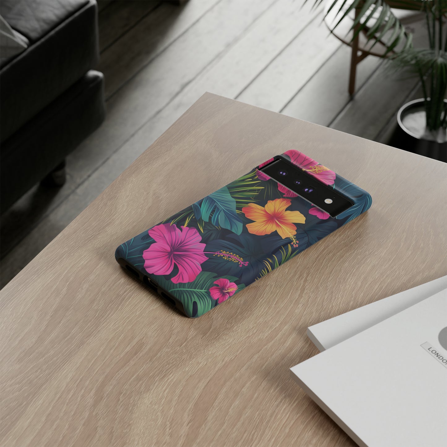 Hibiscus Dark Hawaiian Tropical Phone Case, 808, Island Tropics, Wireless Compatible, Protective Cell Phone Case iPhone, Samsung, Pixel