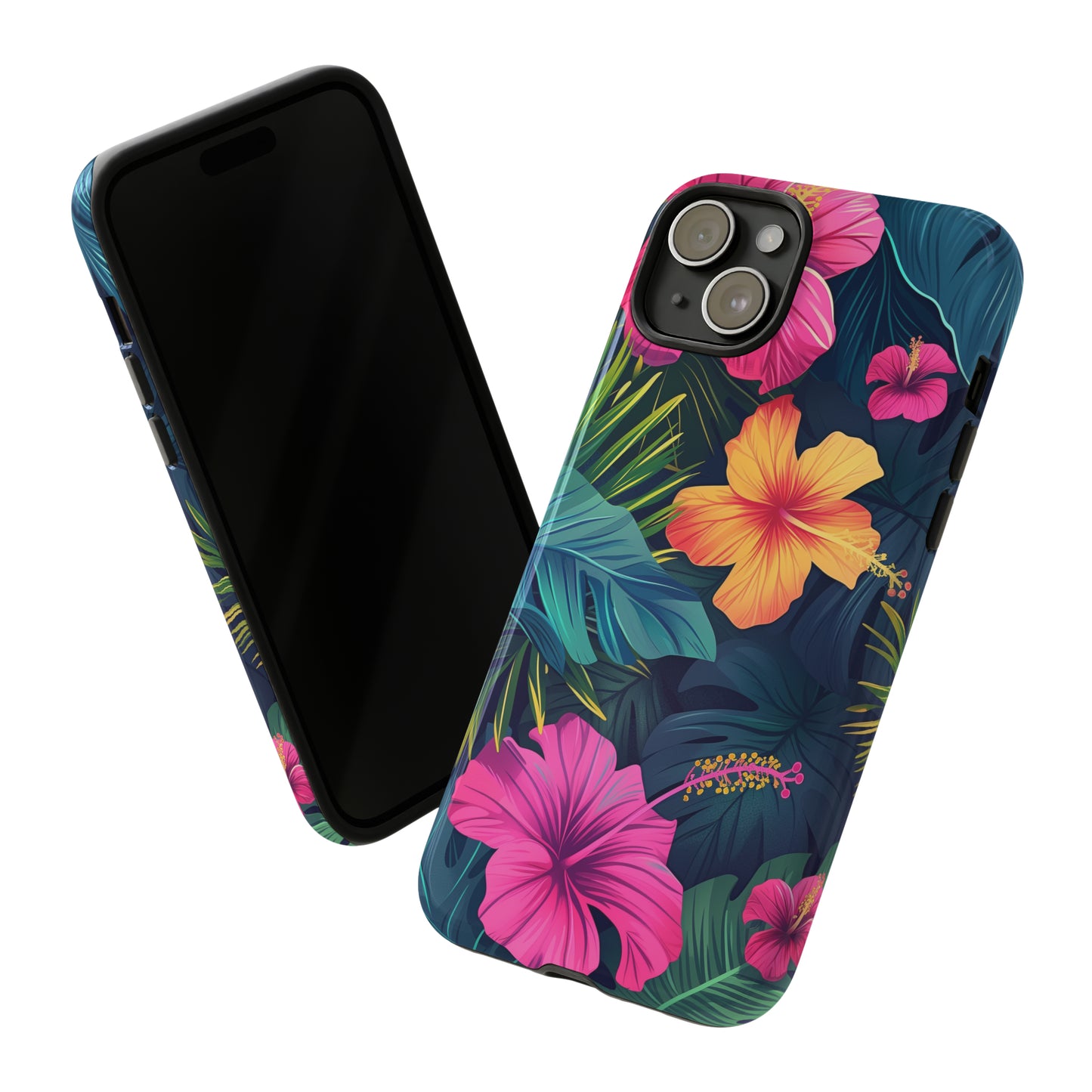 Hibiscus Dark Hawaiian Tropical Phone Case, 808, Island Tropics, Wireless Compatible, Protective Cell Phone Case iPhone, Samsung, Pixel