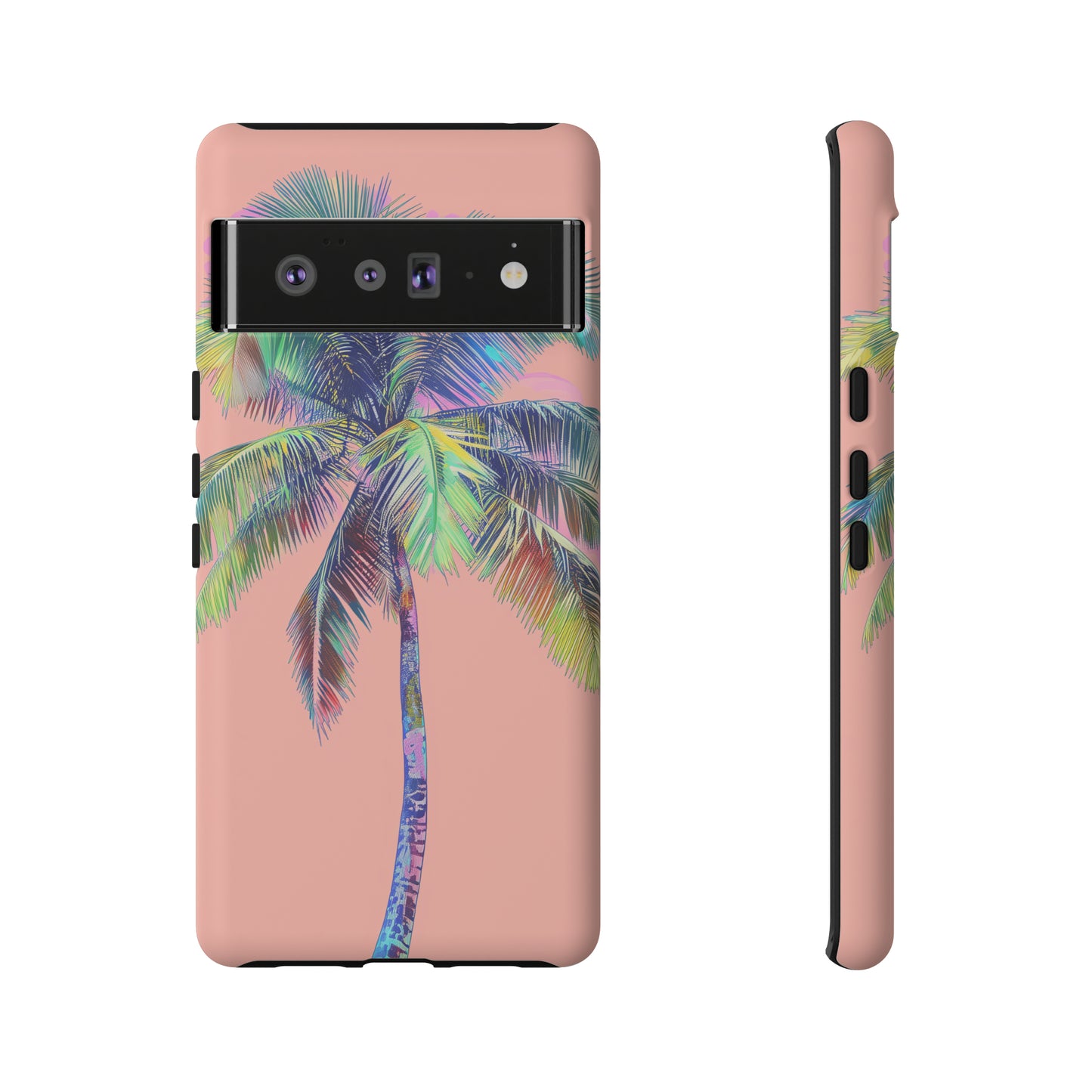 Pink Palm Tree Hawaiian Phone Case, Tropical, Hibiscus, Wireless Compatible, Protective Cell Phone Case for iPhone, Samsung, Pixel phones