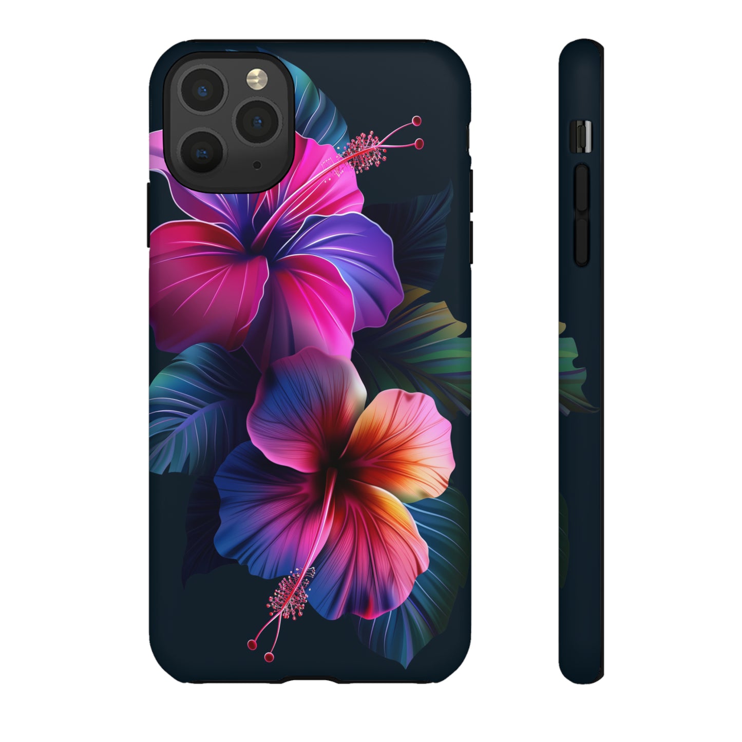 Hibiscus Neon Dark Hawaiian Tropical Phone Case, 808, Island Tropics, Wireless Compatible, Protective Cell Phone Case iPhone, Samsung, Pixel