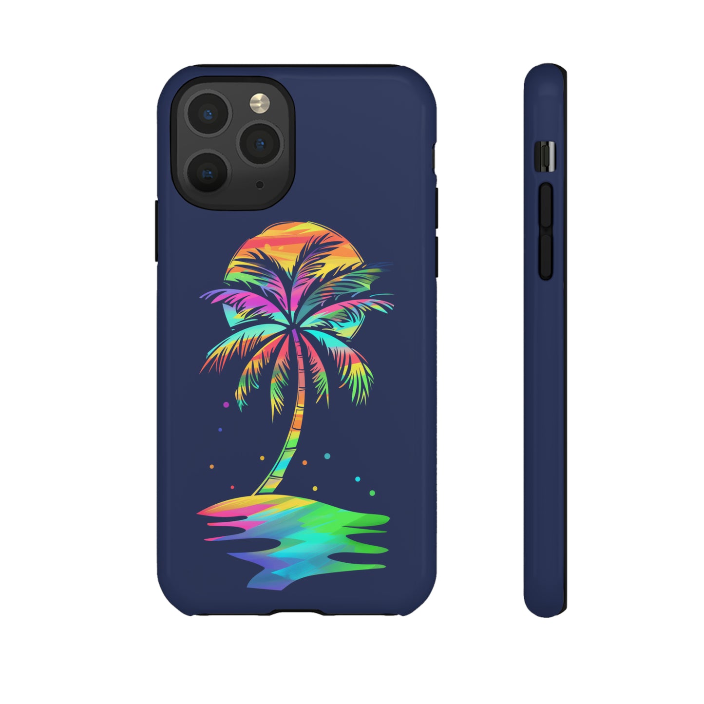 Night Palm Tree Hawaiian Phone Case, Tropical, Hibiscus, Wireless Compatible, Protective Cell Phone Case for iPhone, Samsung, Pixel phones