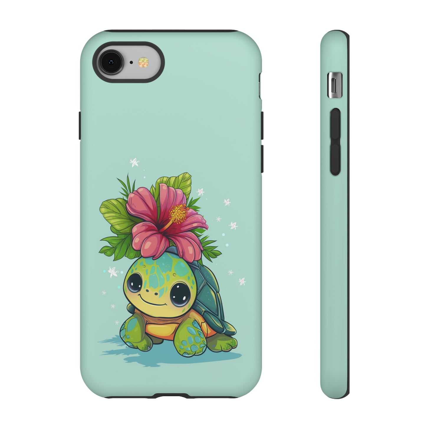 Cute Turtle Hawaiian Phone Case, Tropical, Hibiscus, Wireless Compatible, Protective Cell Phone Case for iPhone, Samsung, Pixel phones