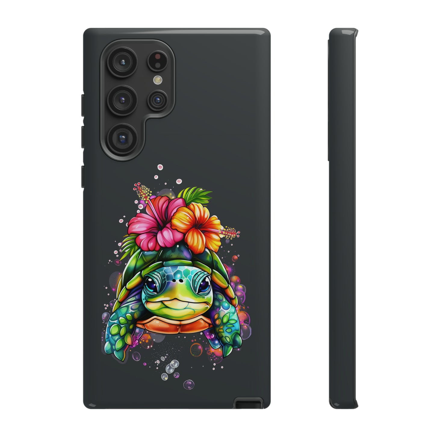 Color Splash Turtle Hawaiian Phone Case, Tropical, Hibiscus, Wireless Compatible, Protective Cell Phone Case for iPhone, Samsung, Pixel