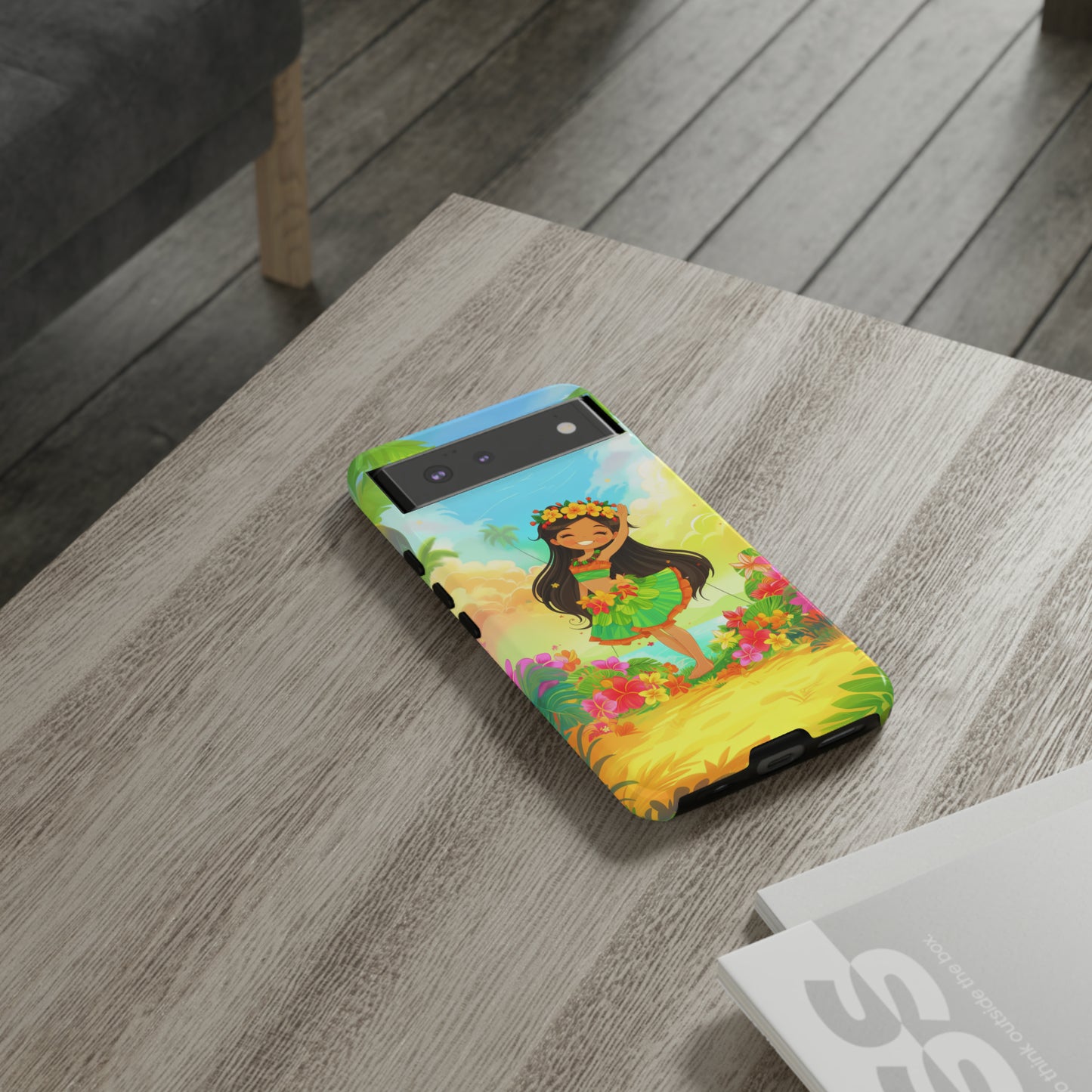 Cute Hula Girl Hawaiian Phone Case, Tropical, Hibiscus, Wireless Compatible, Protective Cell Phone Case for iPhone, Samsung, Pixel phones