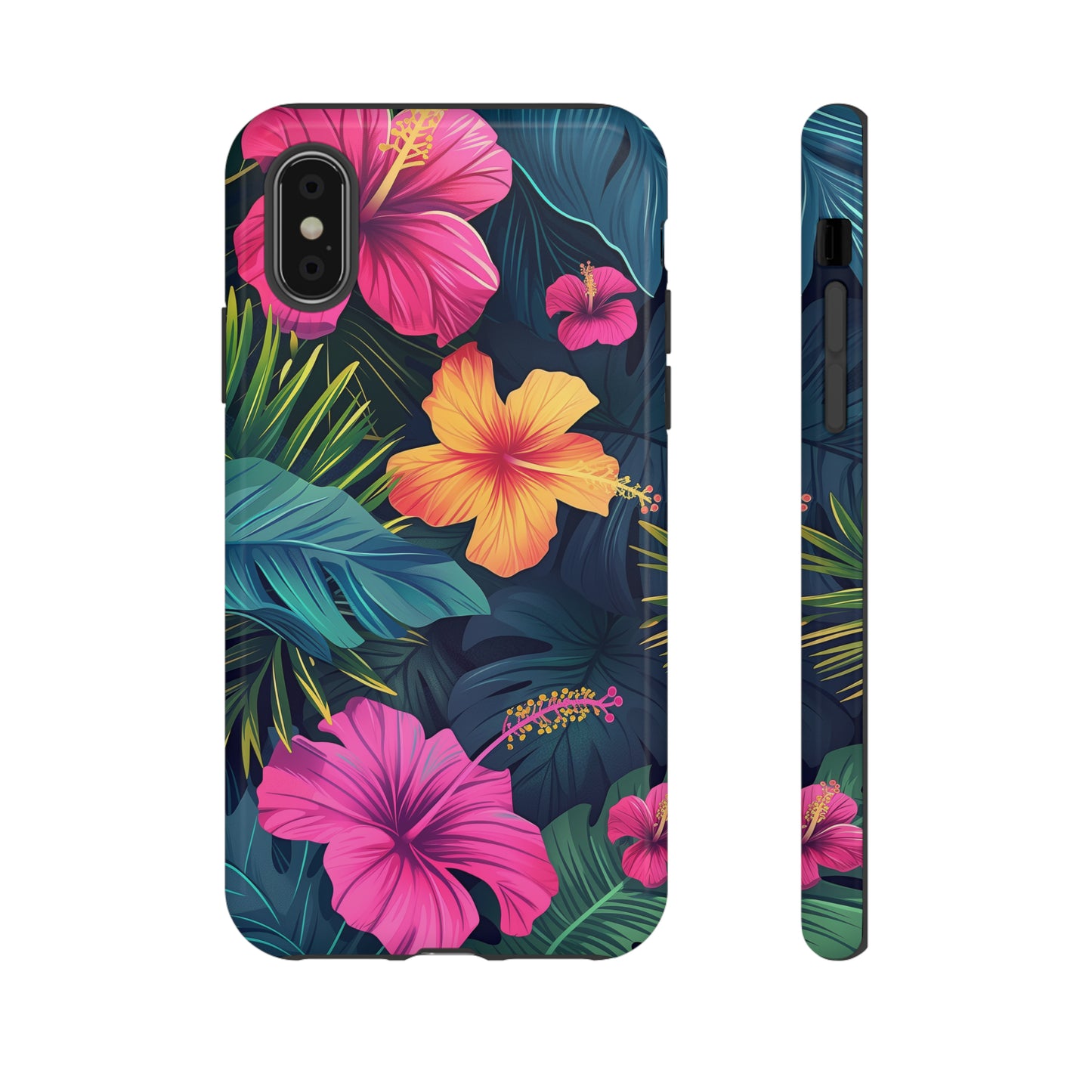 Hibiscus Dark Hawaiian Tropical Phone Case, 808, Island Tropics, Wireless Compatible, Protective Cell Phone Case iPhone, Samsung, Pixel