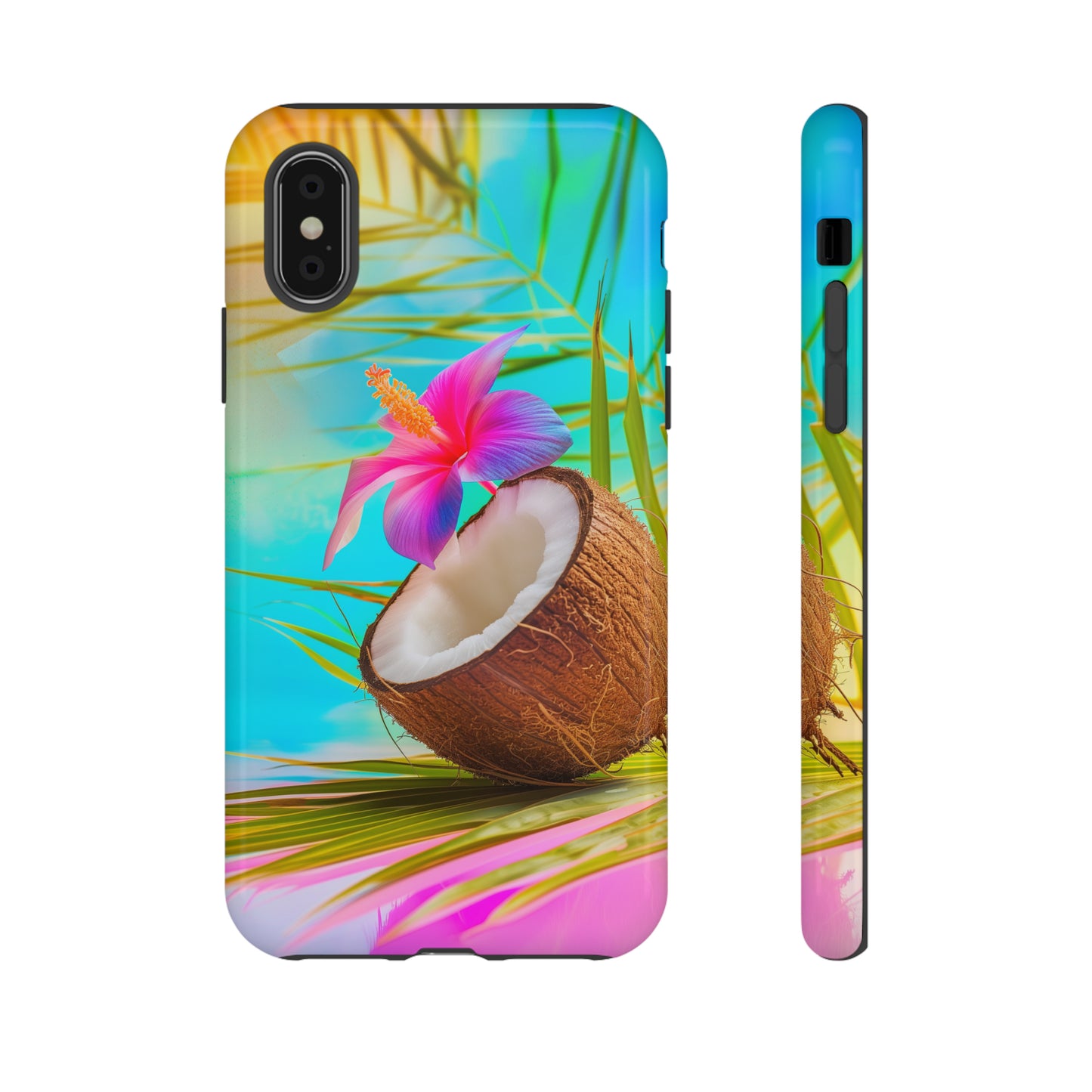Coconut Colorful Hawaiian Tropical Phone Case, 808, Island Tropics, Wireless Compatible, Protective Cell Phone Case iPhone, Samsung, Pixel