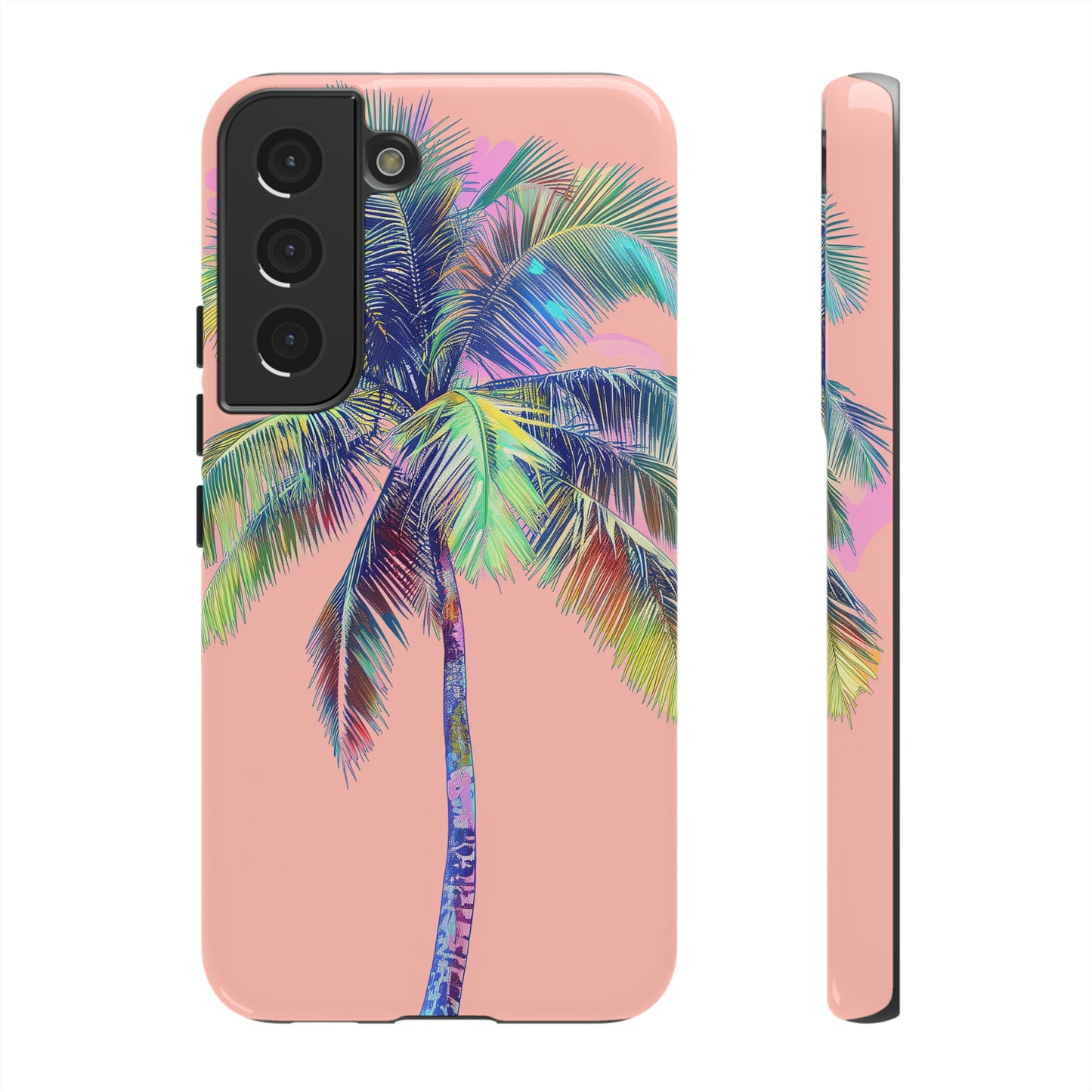Pink Palm Tree Hawaiian Phone Case, Tropical, Hibiscus, Wireless Compatible, Protective Cell Phone Case for iPhone, Samsung, Pixel phones
