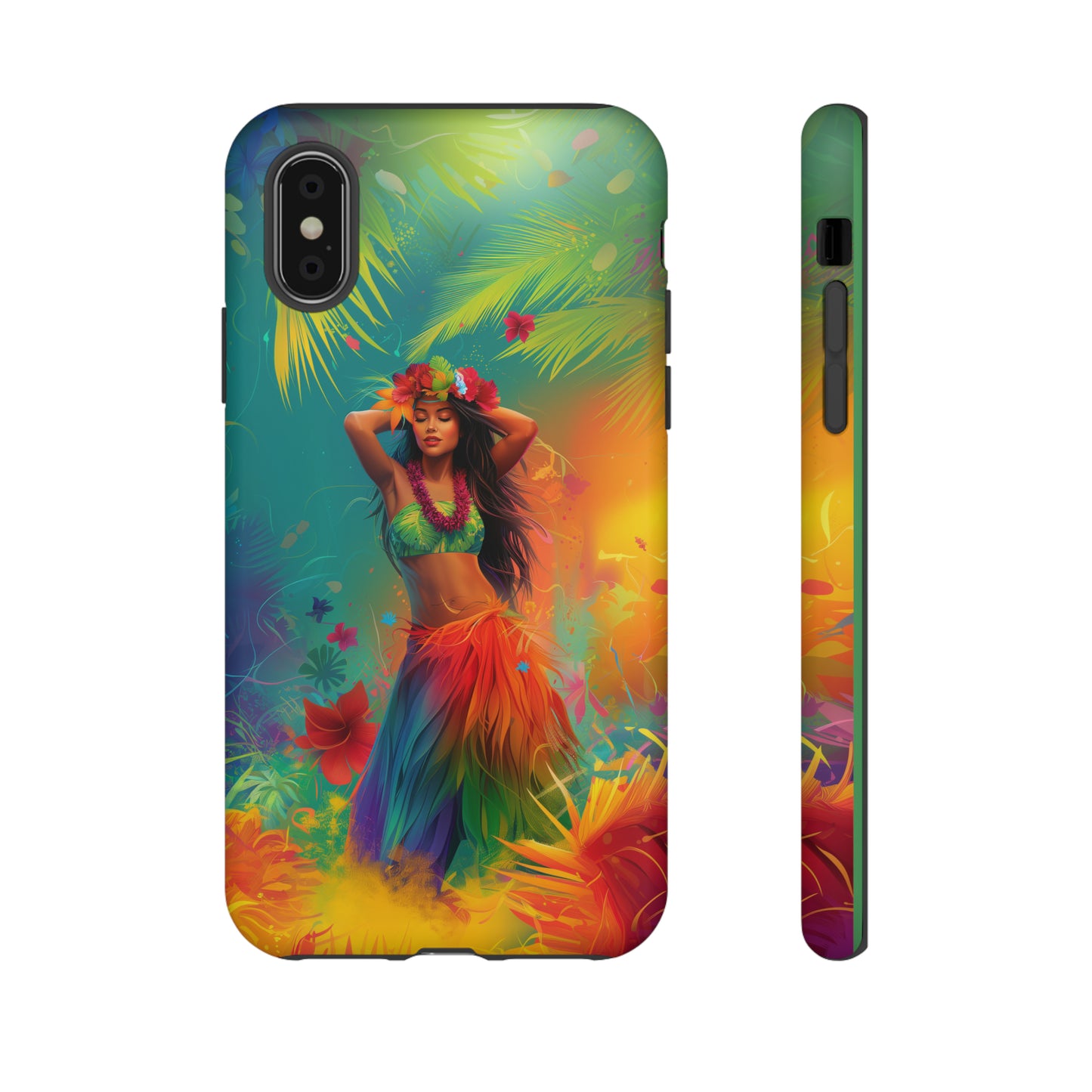 Hula Girl Hawaiian Phone Case, Tropical, Hibiscus, Wireless Compatible, Protective Cell Phone Case for iPhone, Samsung, Pixel phones